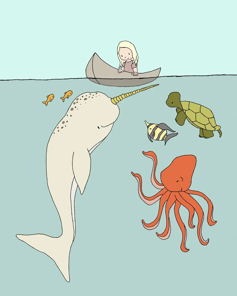 Under the Sea Nursery Art - She Gazed Down Into Waters Deep - Girl Adventure Art