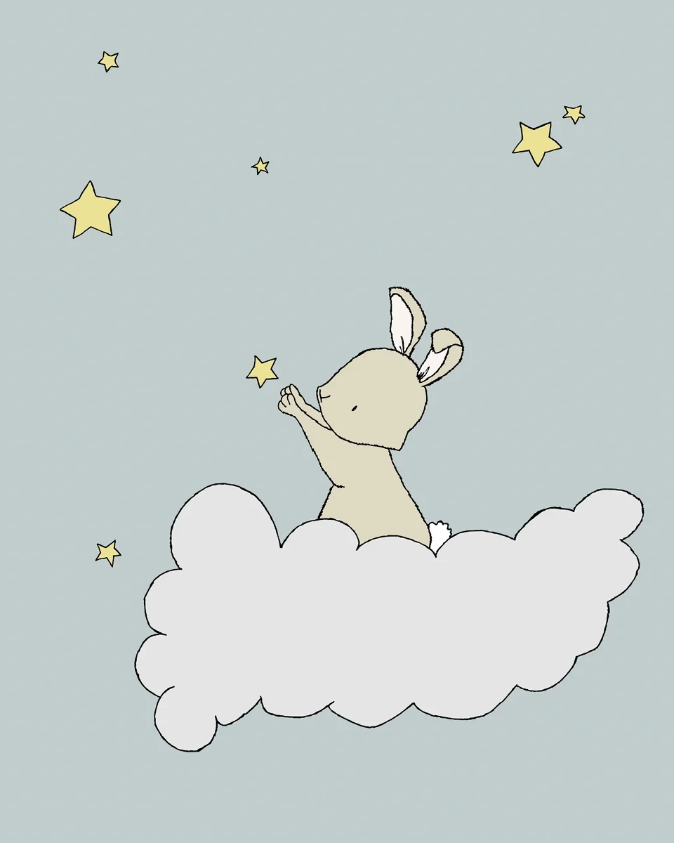 Woodland Nursery Art - Bunny Star Cloud