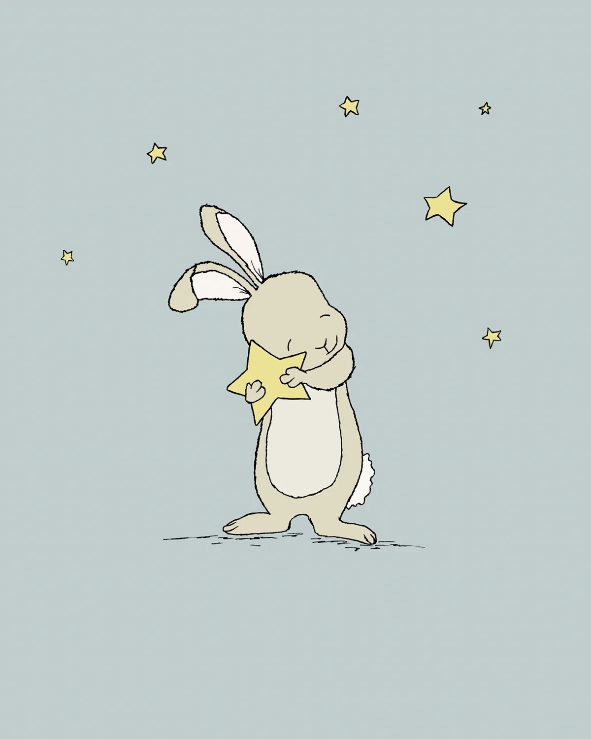 Woodland Nursery Art - Bunny Holds Star
