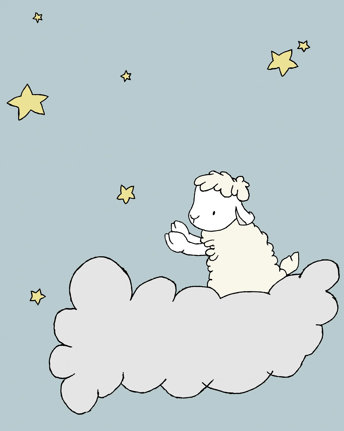 Lamb Nursery Art - Lamb Star Cloud