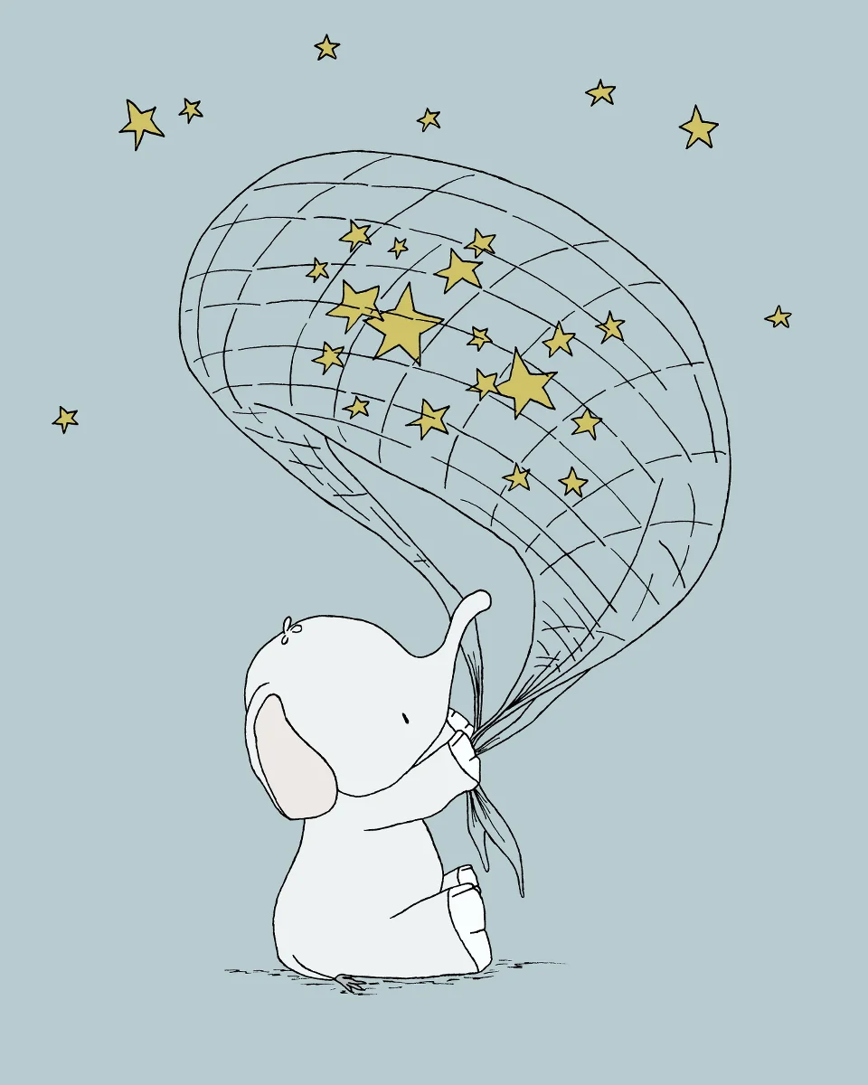 Elephant Nursery Art - Elephant Star Net - Capture Your Dreams - by Sweet Melody Designs