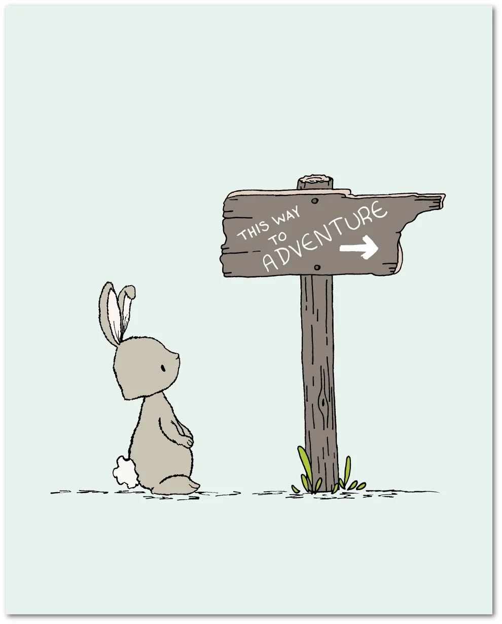 Woodland Nursery Art - Bunny This Way To Adventure - by Sweet Melody Designs