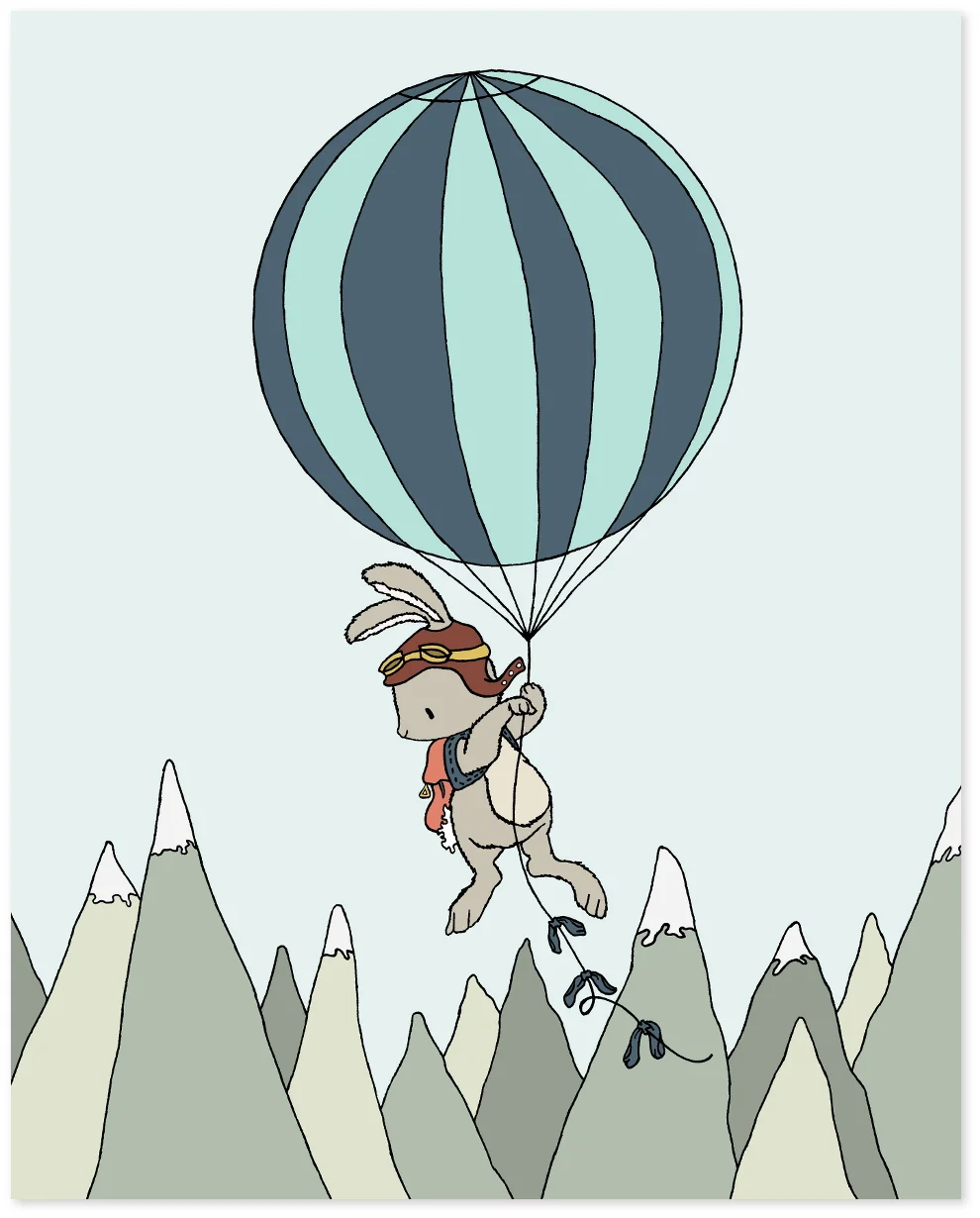 Woodland Nursery Art - Bunny Balloon Adventure - by Sweet Melody Designs