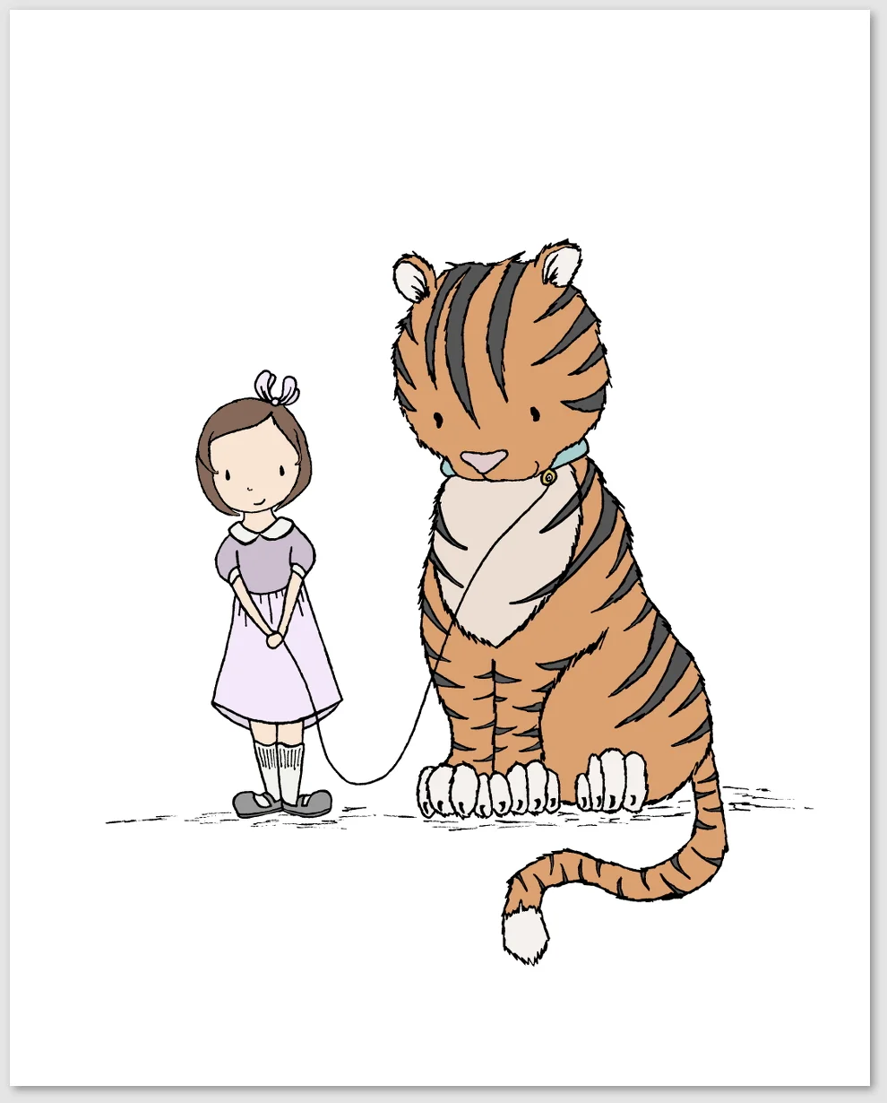 Girl Nursery Art - Girl and Her Tiger