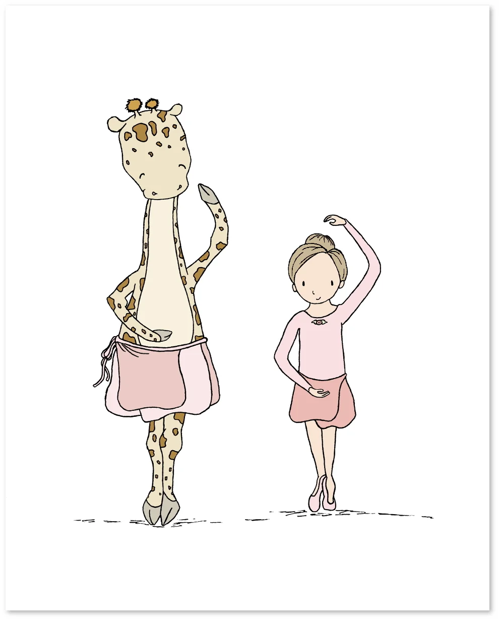 Girl Nursery Art - Girl and Giraffe Ballet Lessons