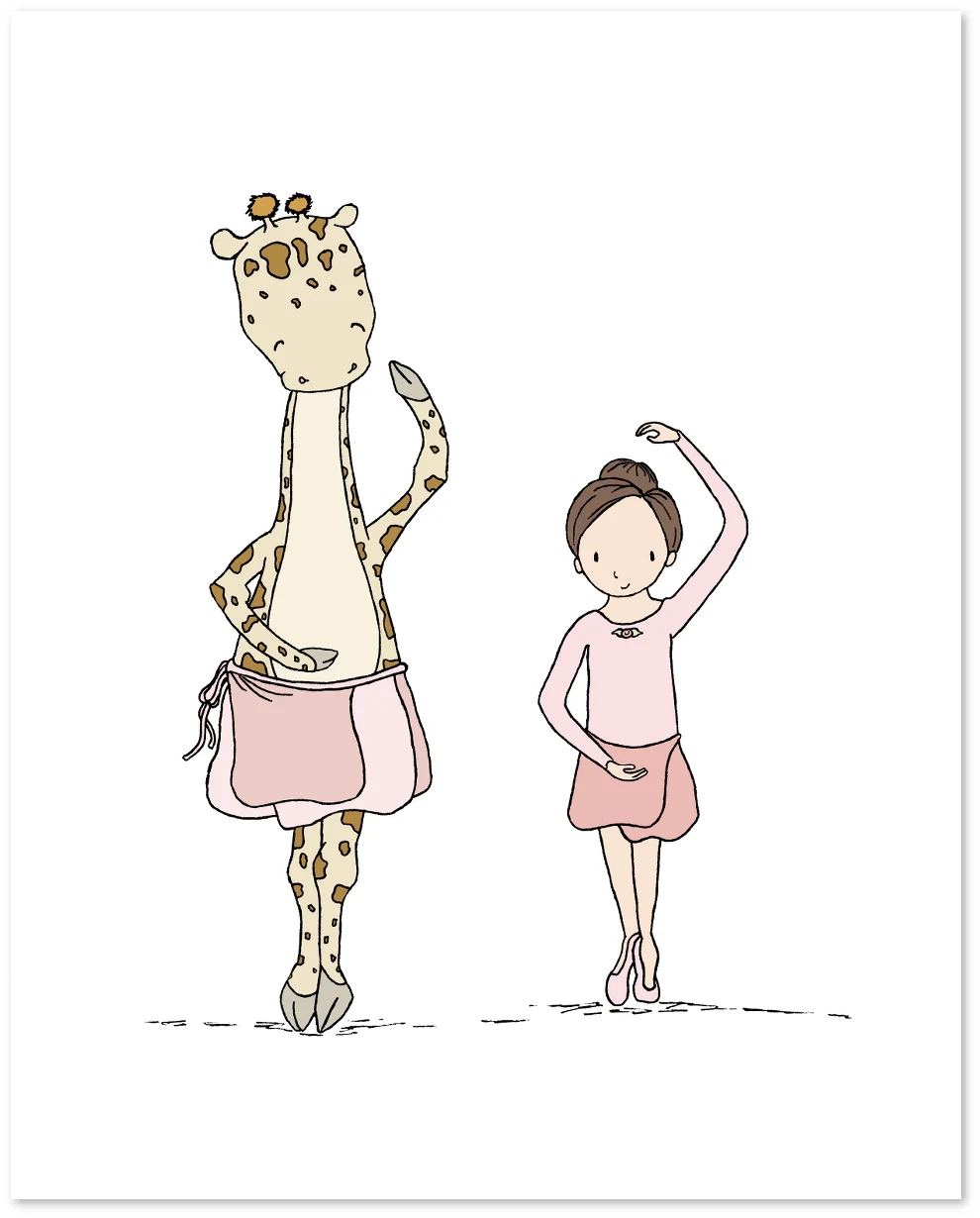 Girl Nursery Art - Girl and Giraffe Ballet Lessons