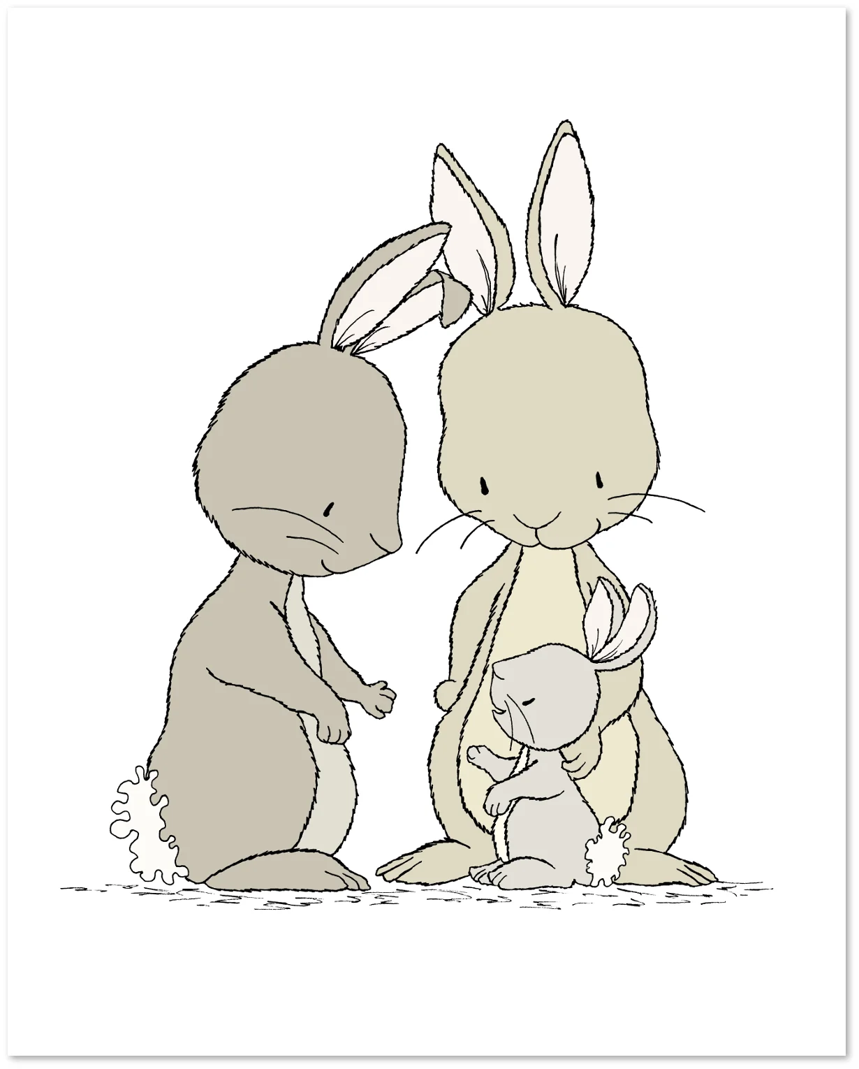 Bunny Nursery Art - Bunnies Family of Three - by Sweet Melody Designs