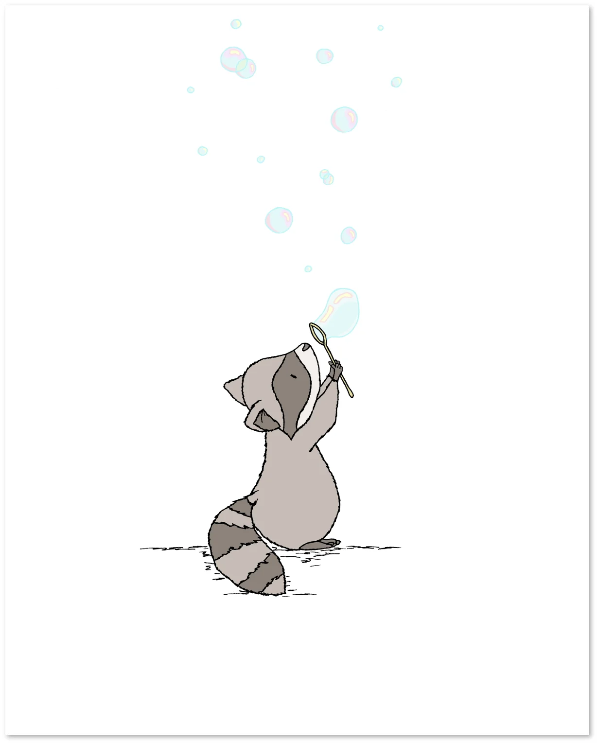 Woodland Nursery Art - Raccoon Bubbles - by Sweet Melody Designs