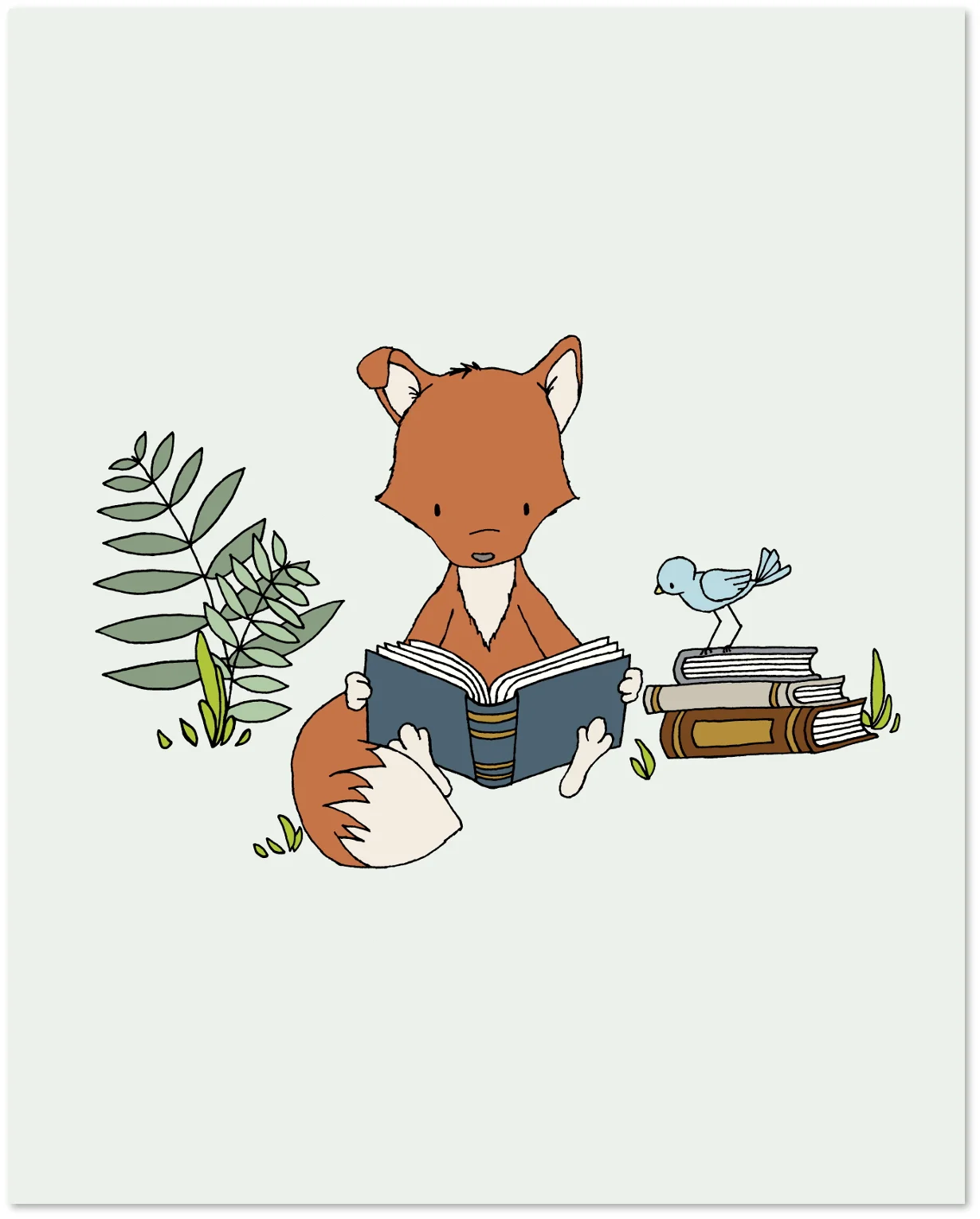 Woodland Nursery Art - Fox Gets Lost In A Book - by Sweet Melody Designs