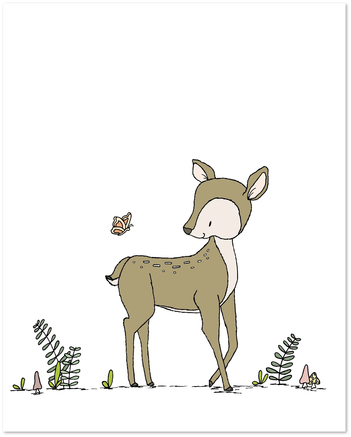 Woodland Nursery Art - Deer and Butterfly - by Sweet Melody Designs