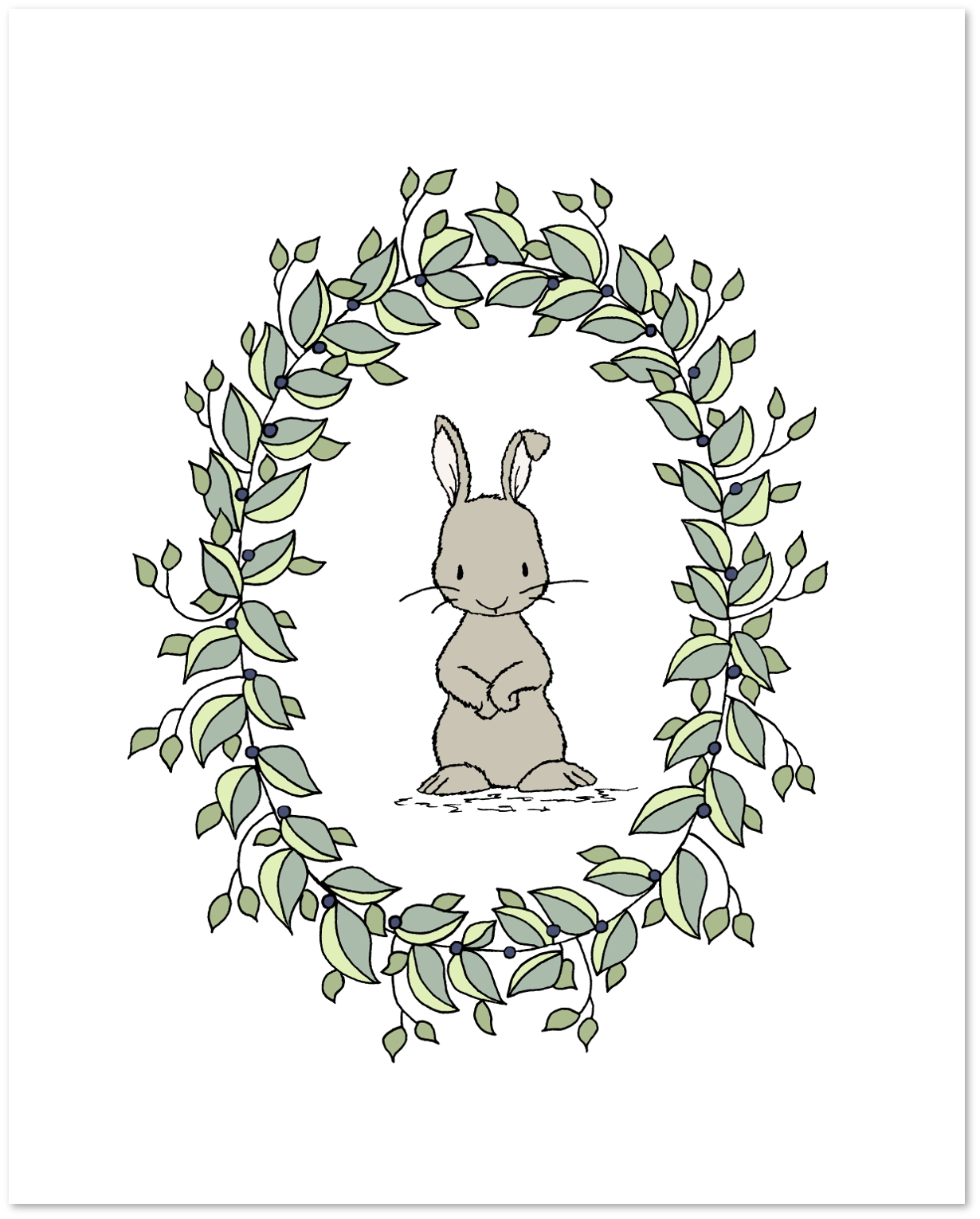 Woodland Nursery Art - Bunny Laurels - Bunny Nursery Art