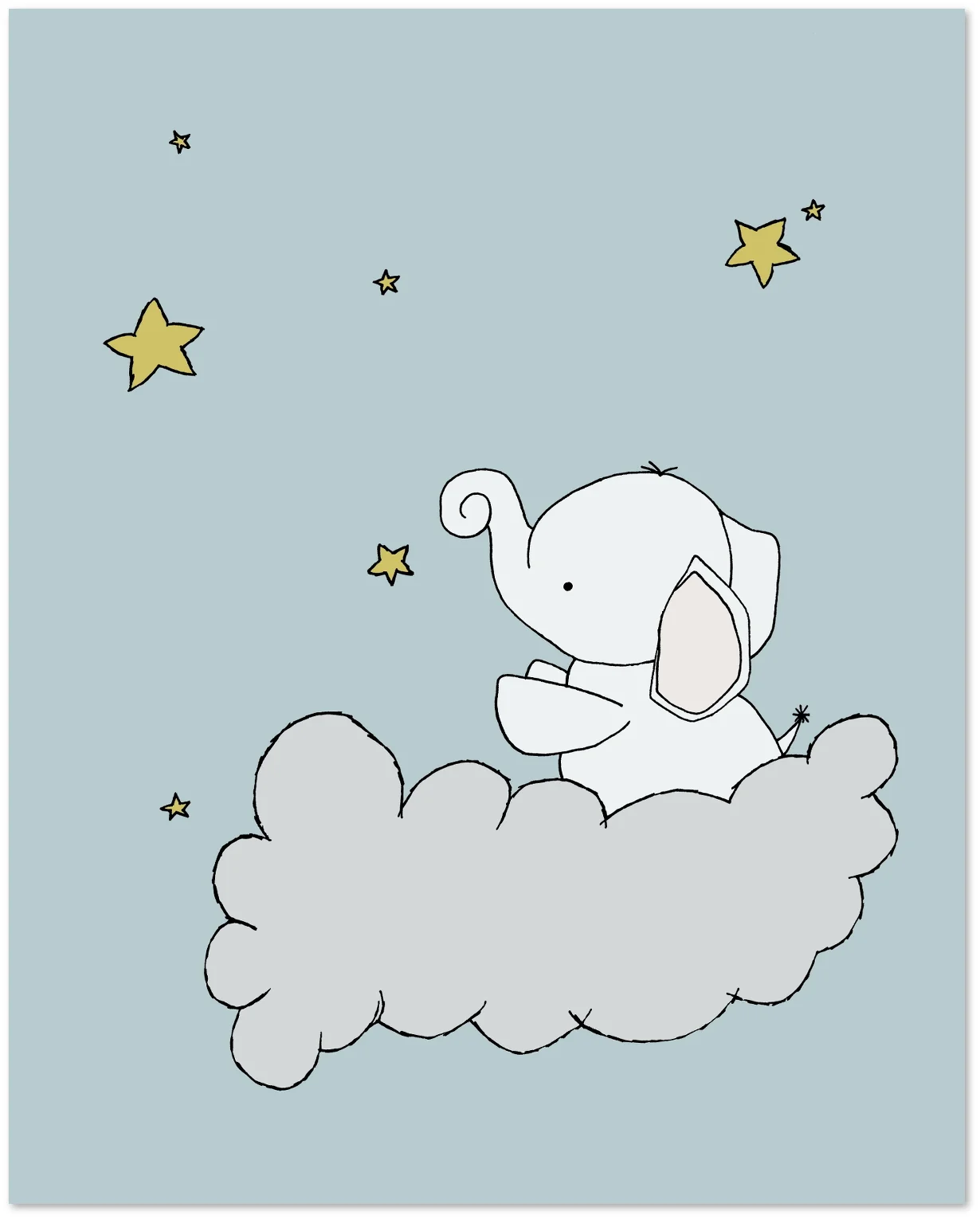 Elephant Nursery Art - Elephant Star Cloud - by Sweet Melody Designs