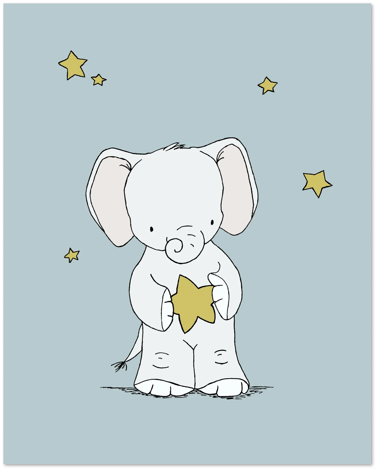 Elephant Nursery Art - Elephant Holds A Star - by Sweet Melody Designs