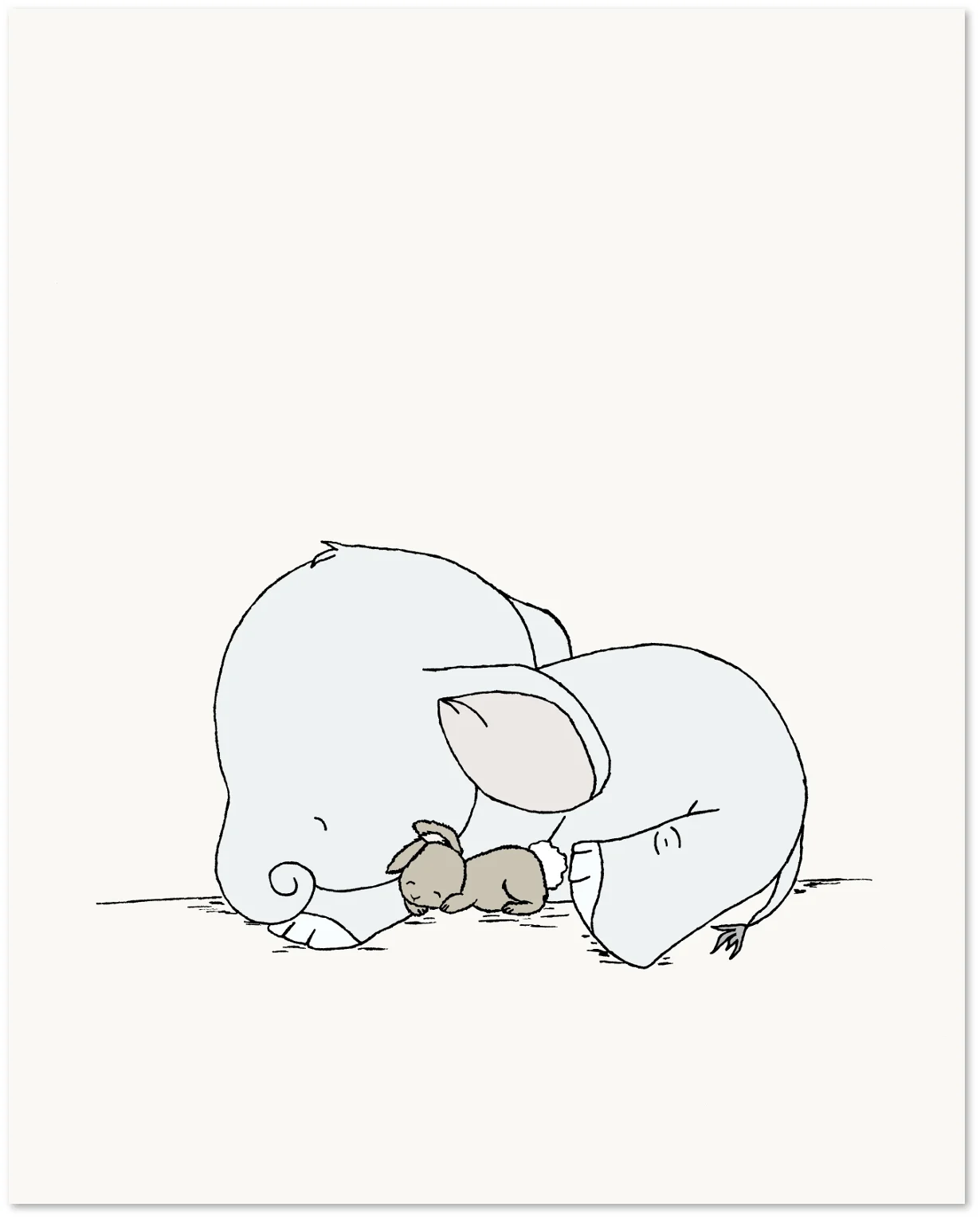 Elephant and Bunny Nursery Art - Sweet Dreams