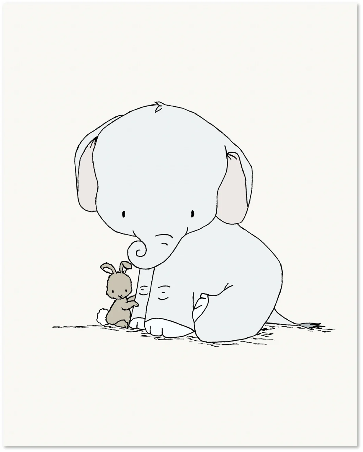Elephant and Bunny Nursery Art - Little Hugs