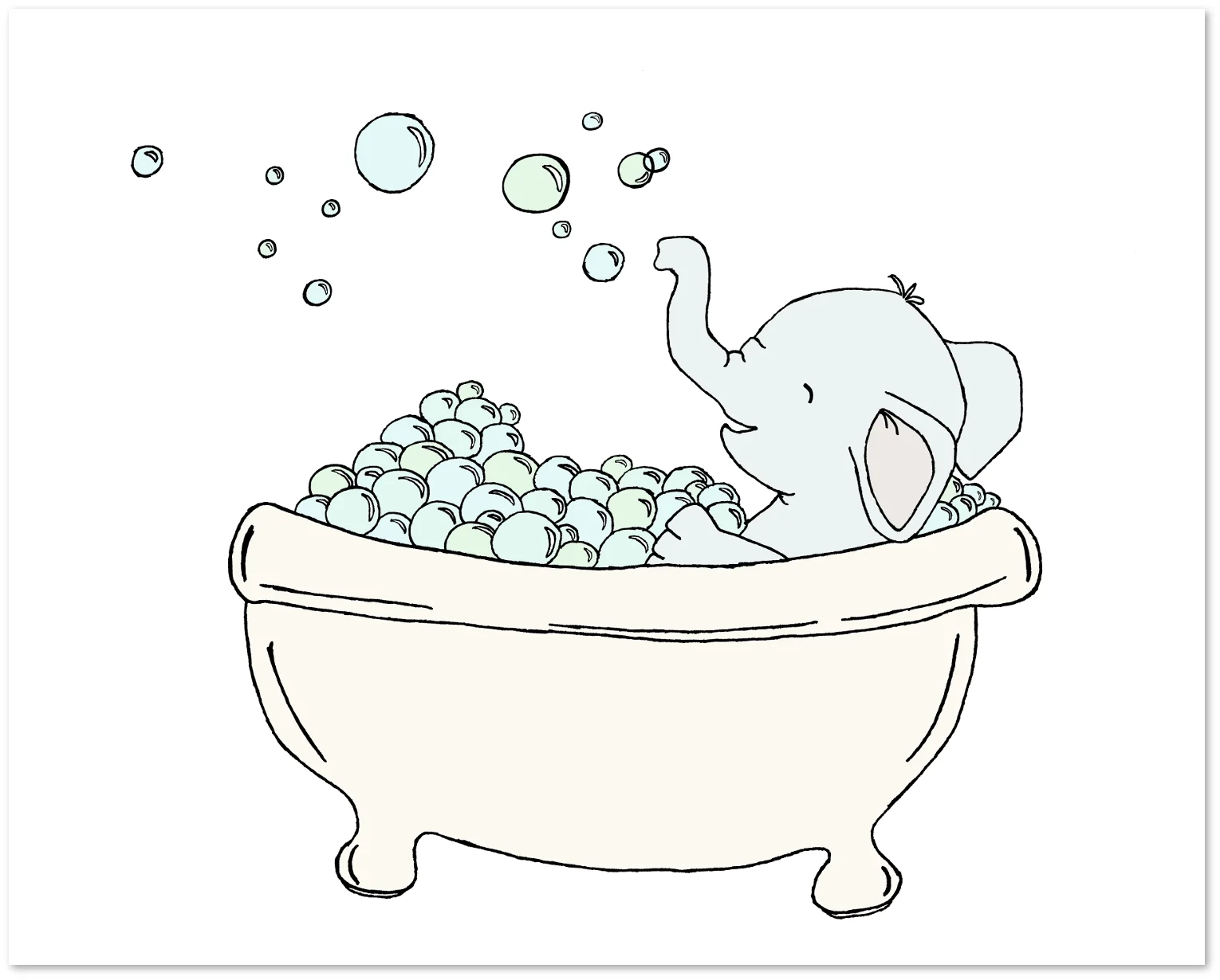 Elephant Nursery Art - Elephant Bubble Bath