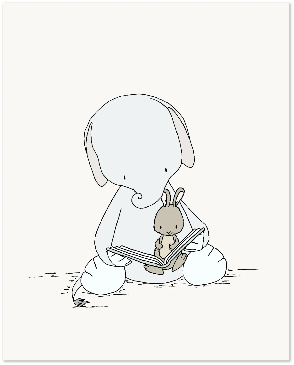 Elephant Nursery Art - Elephant and Bunny Story Time - by Sweet Melody Designs