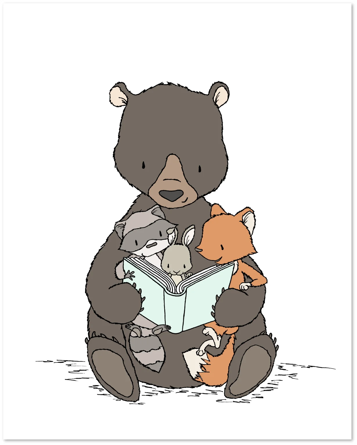 Woodland Nursery Art - Story Time with Bear