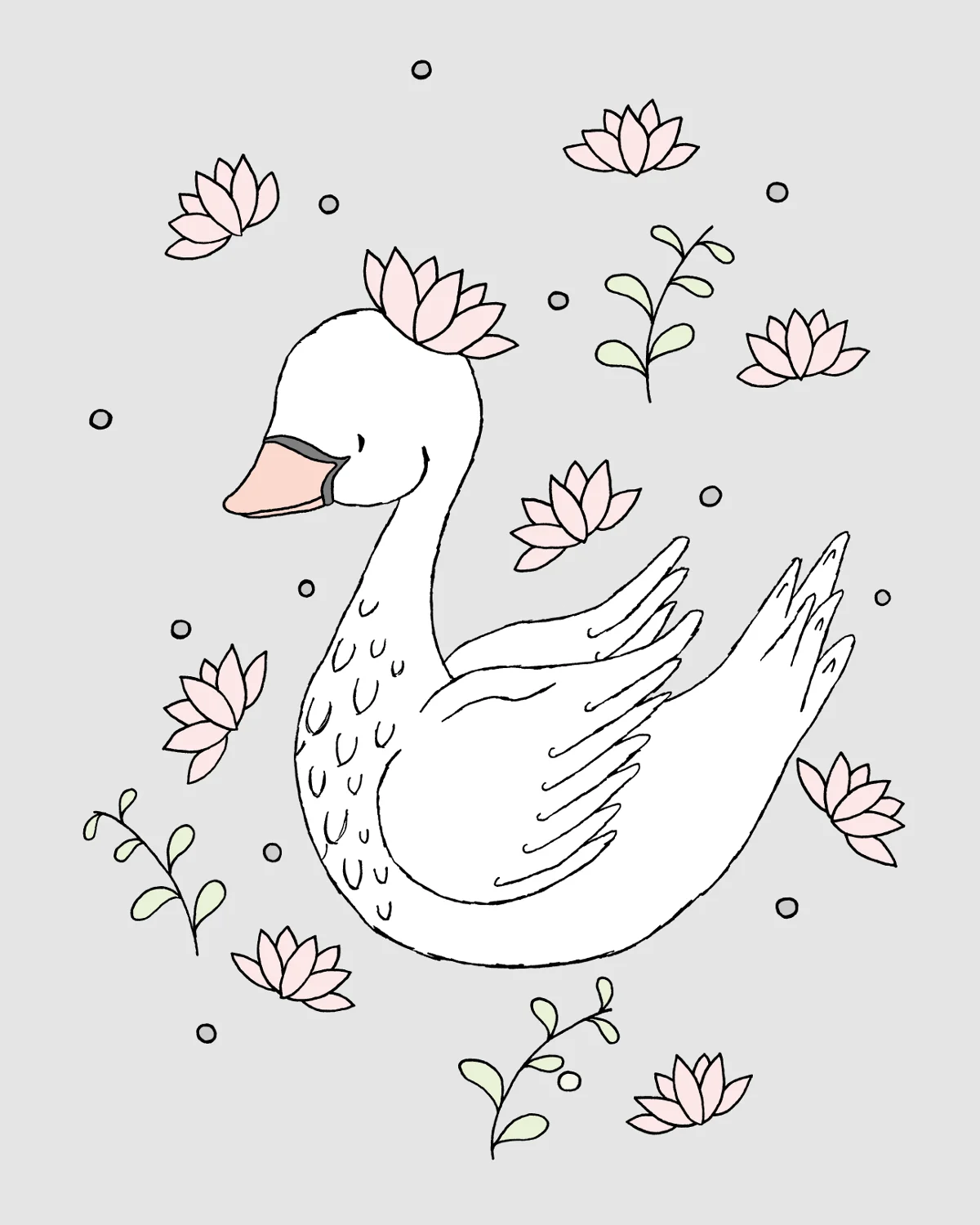 Royal Swan - Swan Nursery Art - by Sweet Melody Designs