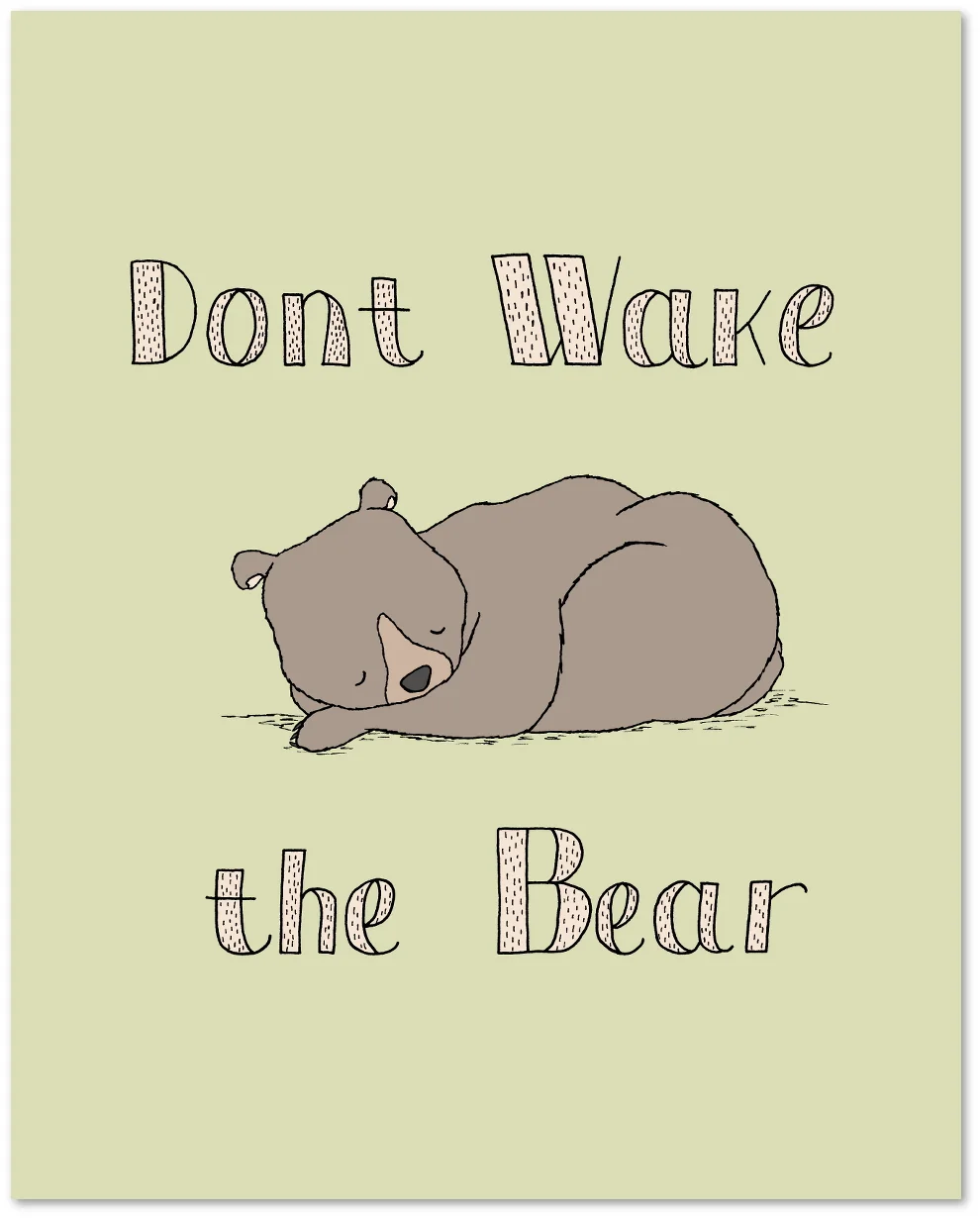 Woodland Nursery Art - Don't Wake The Bear - Word Nursery Art - by Sweet Melody Designs