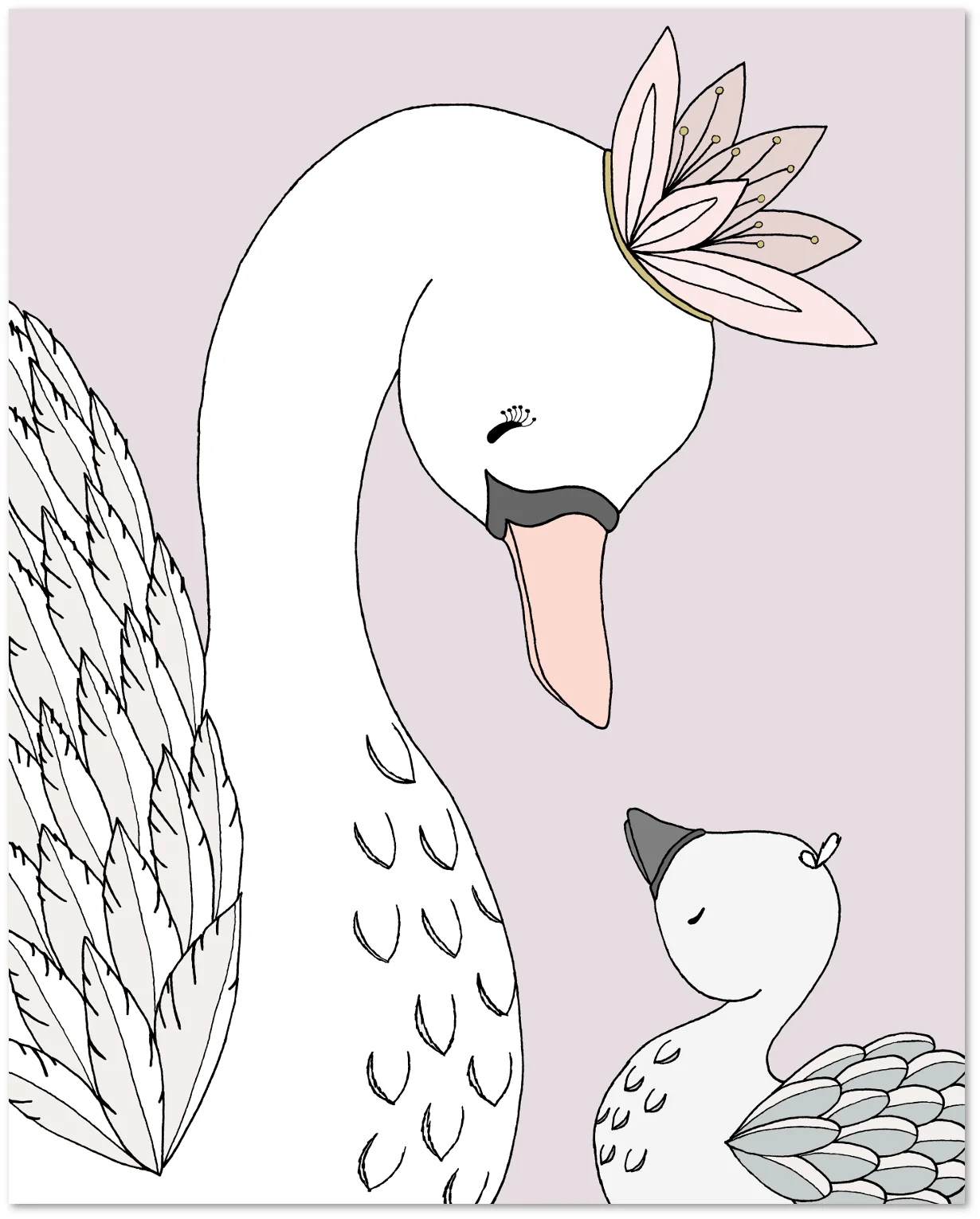 Swan Nursery Art - Swan Mama and Baby - My Darling - by Sweet Melody Designs