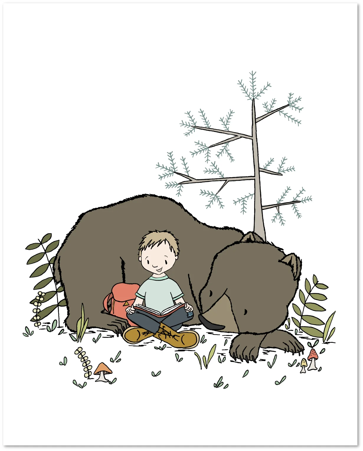 Woodland Nursery Art - Boy and Bear - Read a Tale or Two - Boy Nursery Art - Kids Wall Art