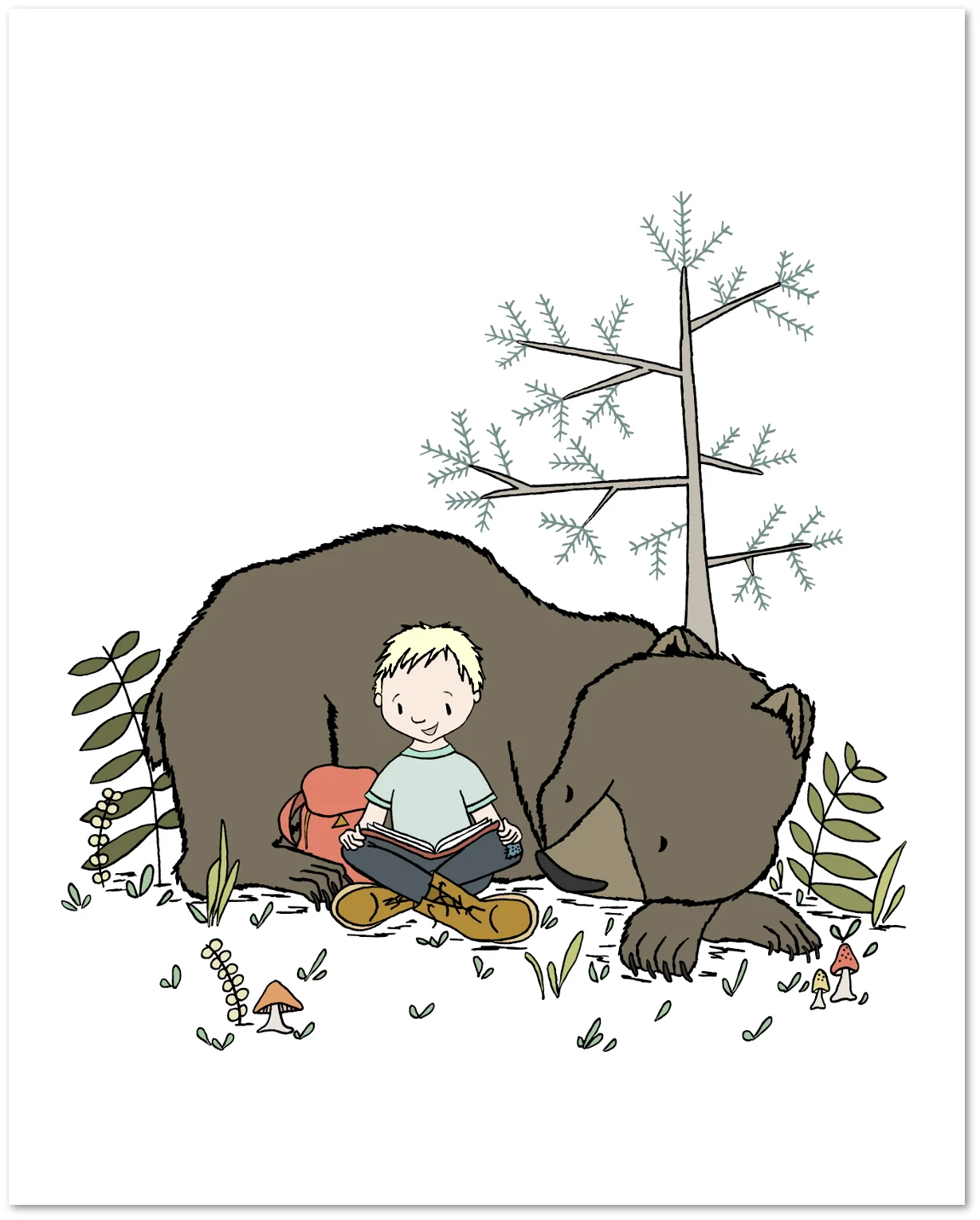 Woodland Nursery Art - Boy and Bear - Read a Tale or Two - Boy Nursery Art - Kids Wall Art