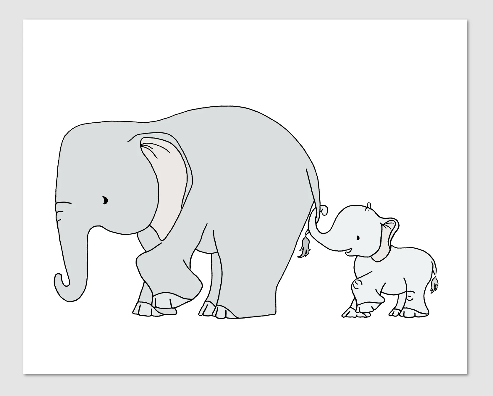 Elephant Nursery Art - Elephant Mama and Baby - Follow Me