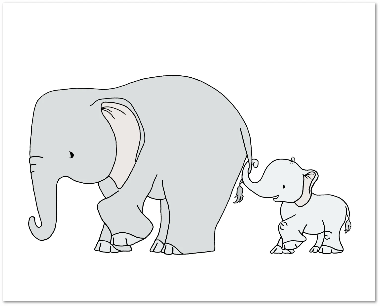 Elephant Nursery Art - Elephant Mama and Baby - Follow Me