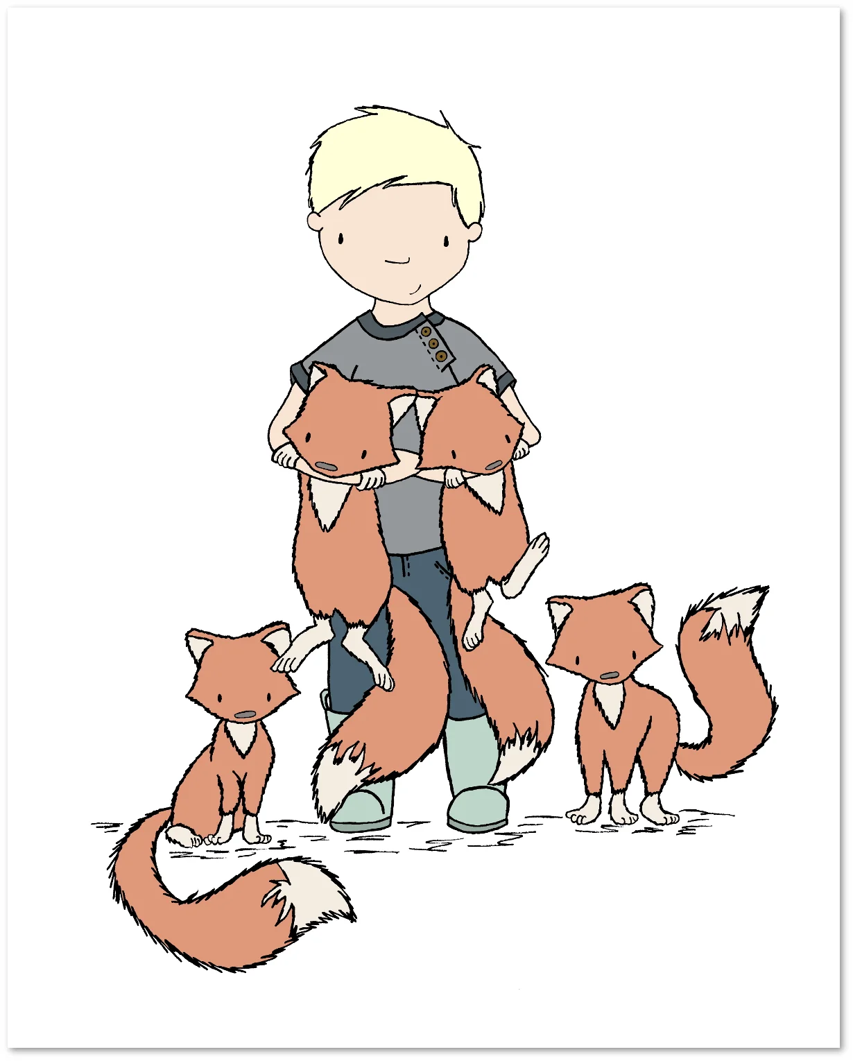 Children Art - Too Many Foxes