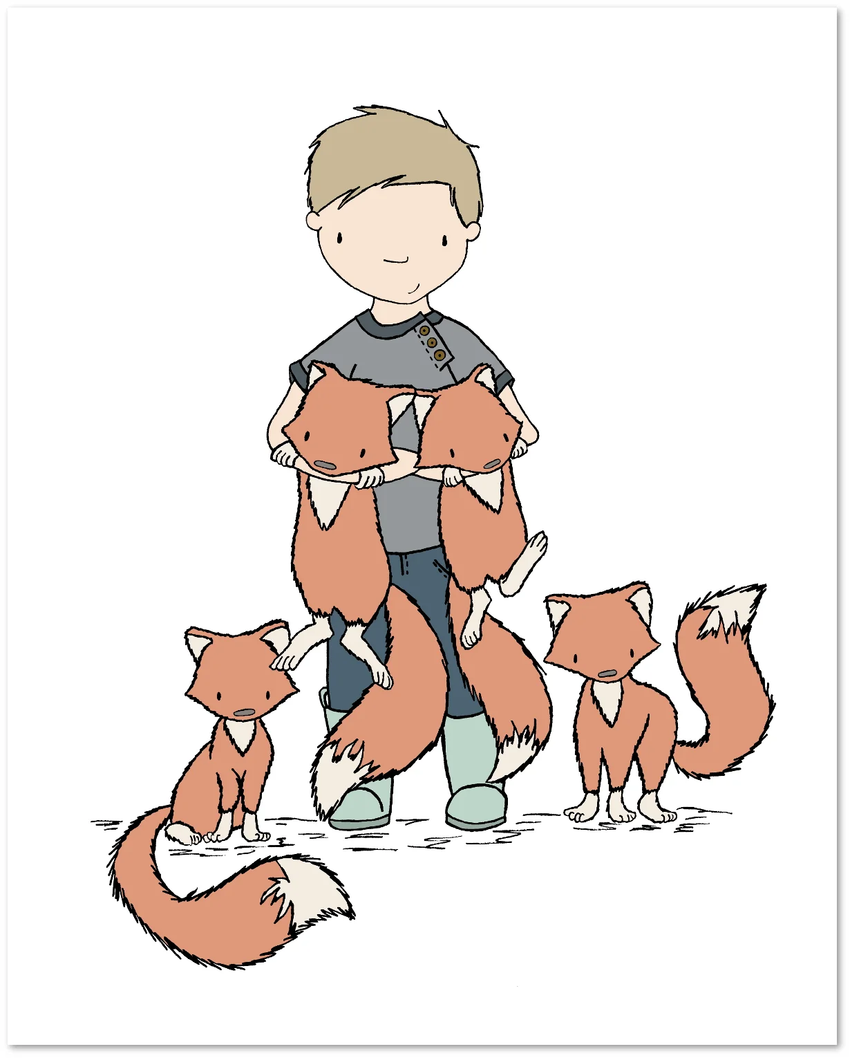 Children Art - Too Many Foxes
