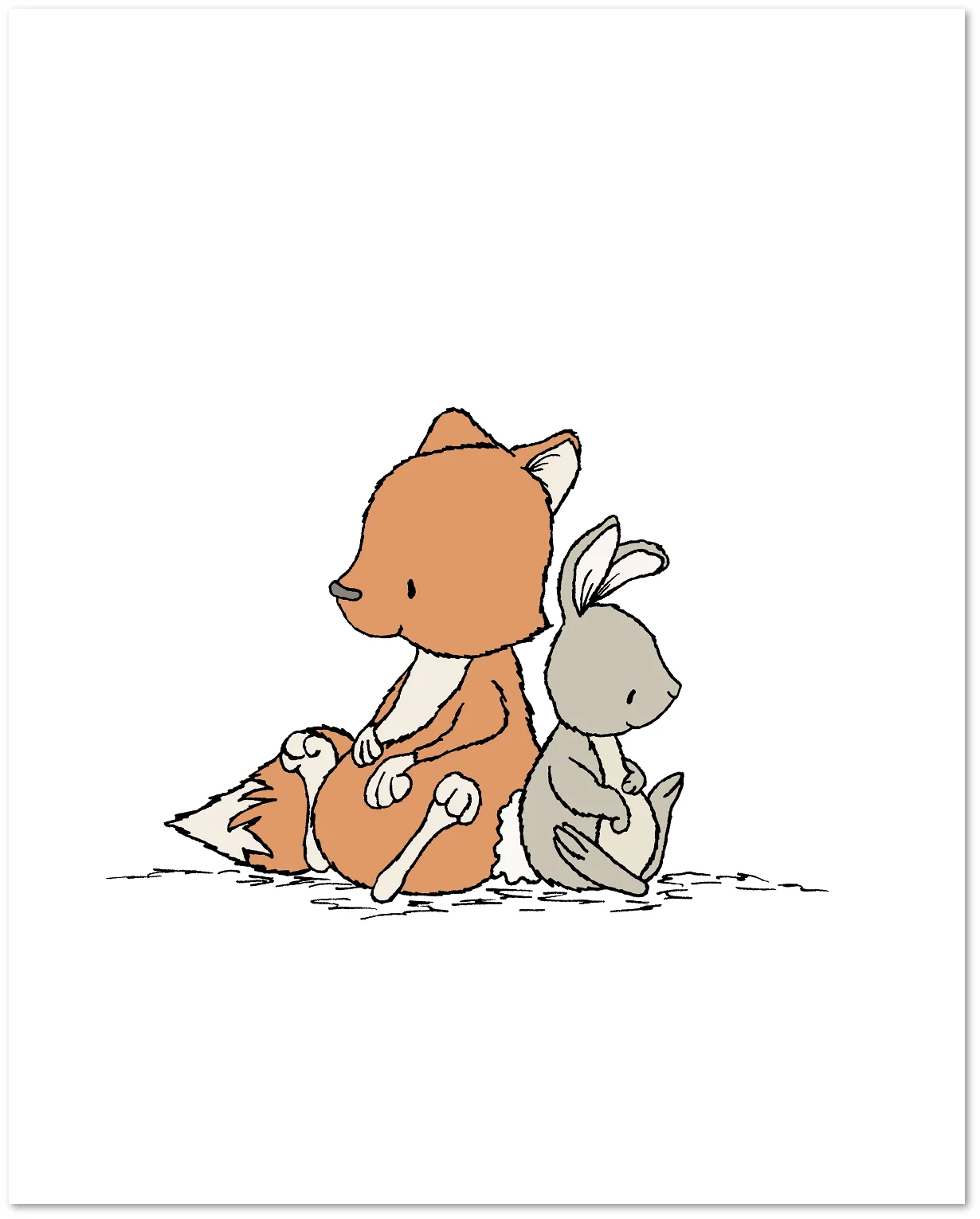 SET OF 3 - Fox and Bunny Friends - Woodland Nursery Art