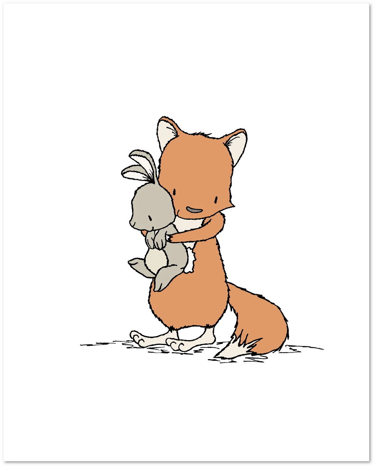 SET OF 3 - Fox and Bunny Friends - Woodland Nursery Art