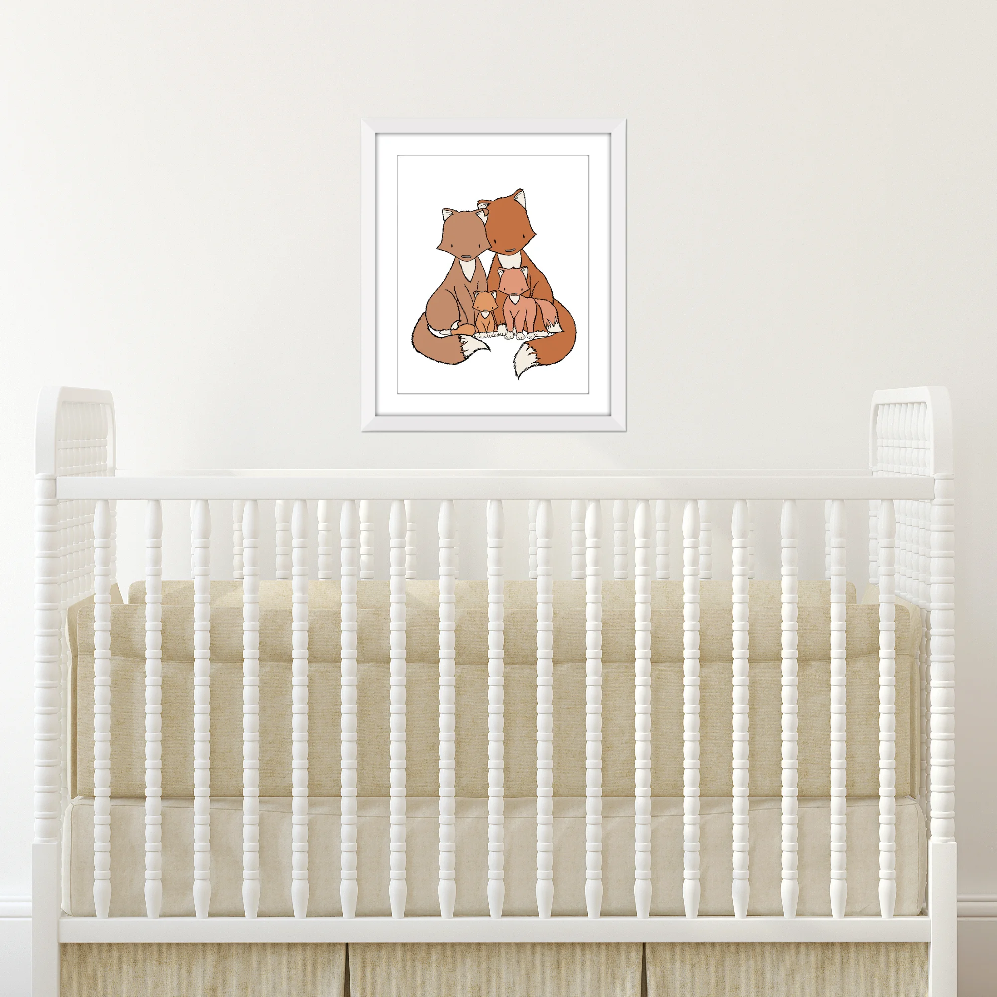 Woodland Nursery Art - Foxes Family of Four - Fox Nursery Art - by Sweet Melody Designs