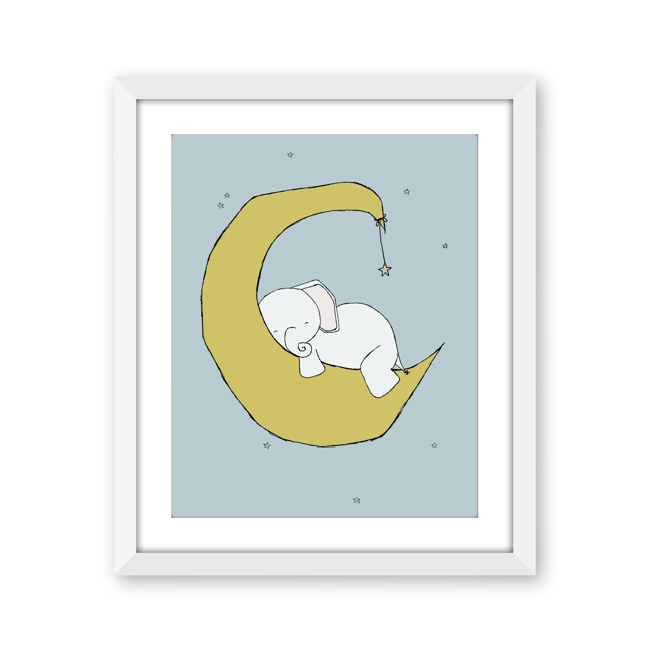 Cresent Cute Moon Sleeping Sweet Dreams Nursery Wall Decor Art Poster Print