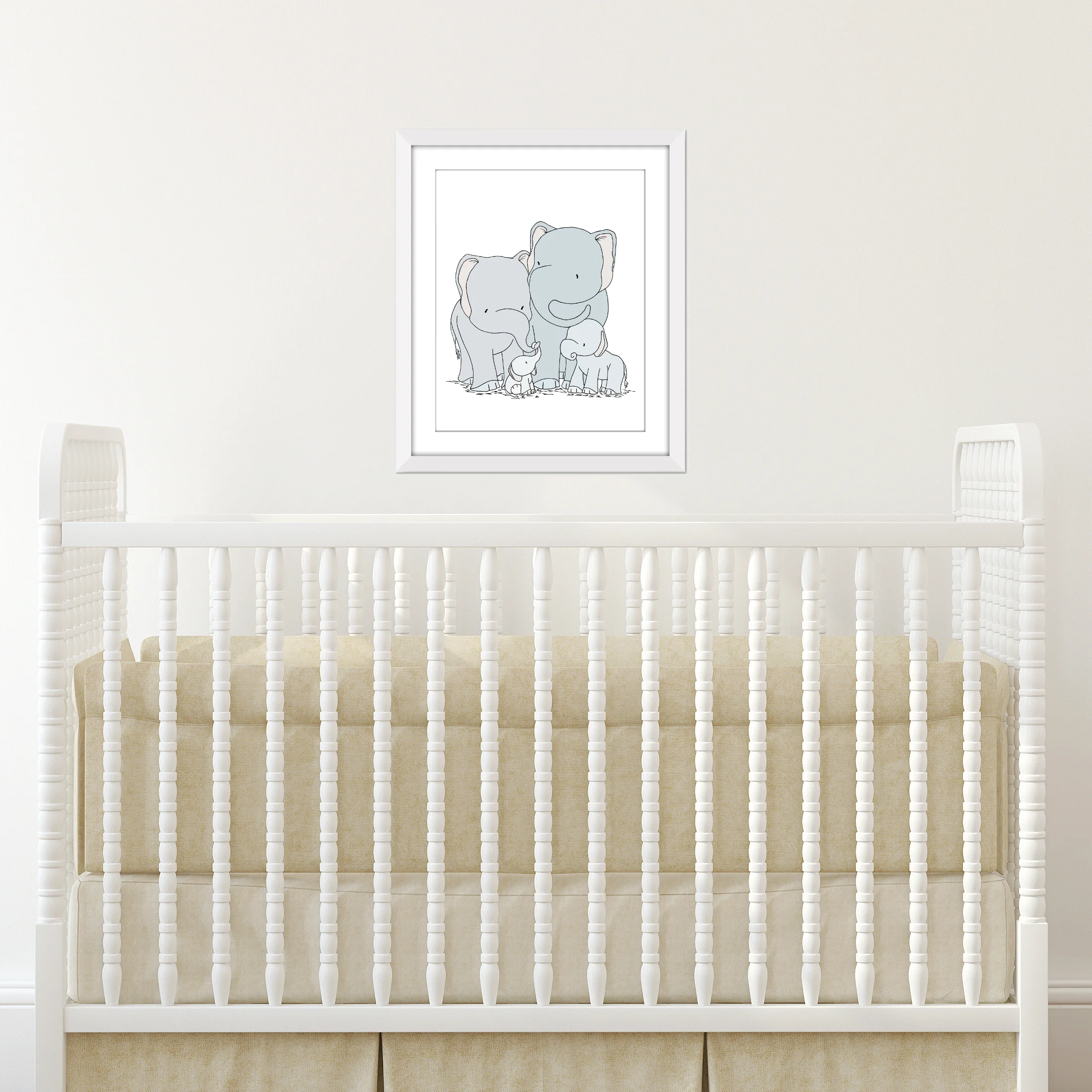 Elephant Nursery Art - Elephant Family of Four