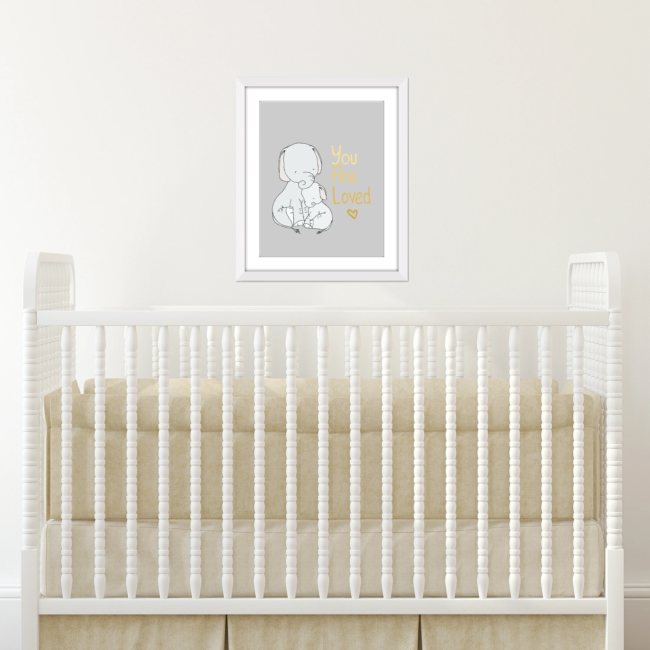 You Are Loved -- Elephant Nursery Art