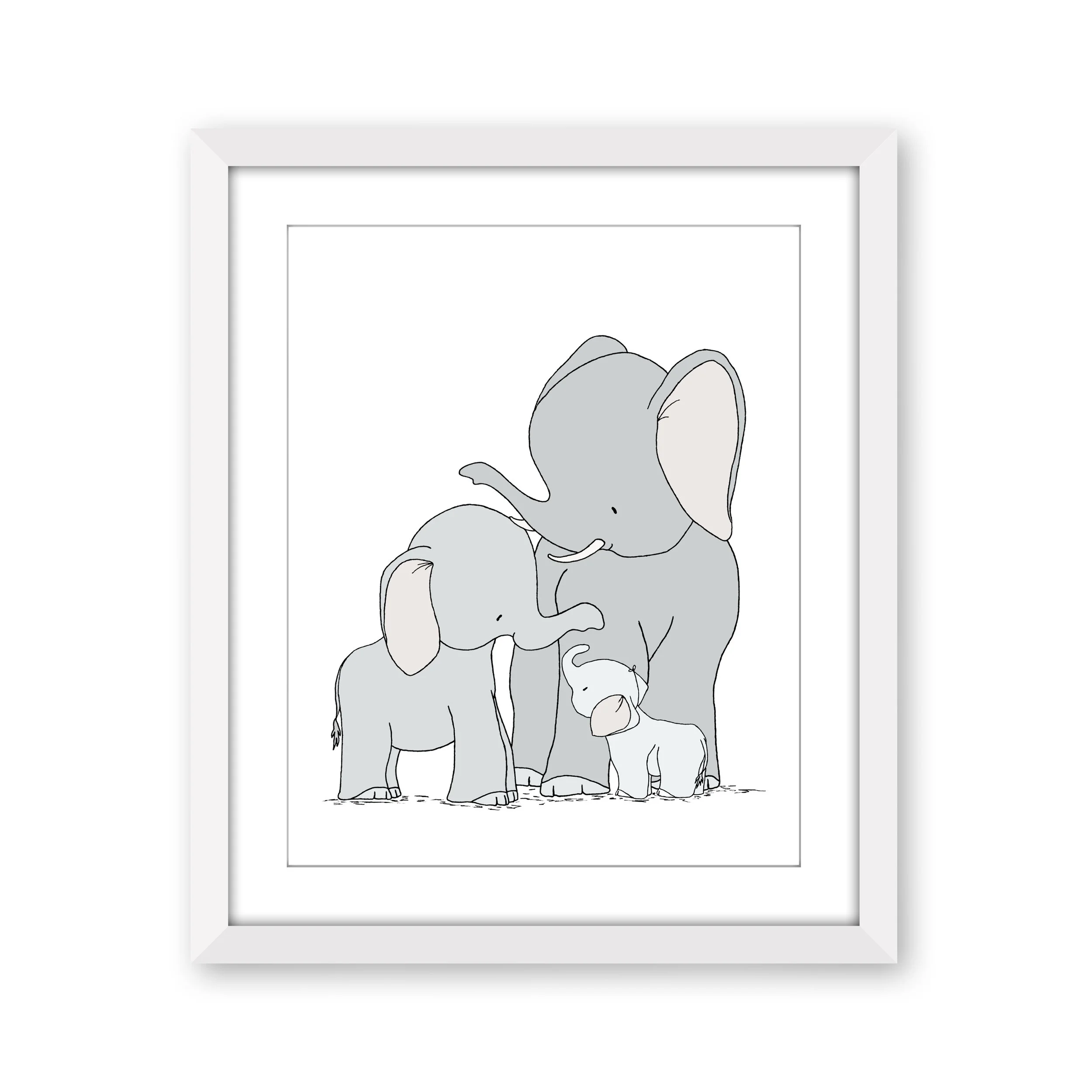 Elephants One Big Happy Family, Elephant Nursery Art