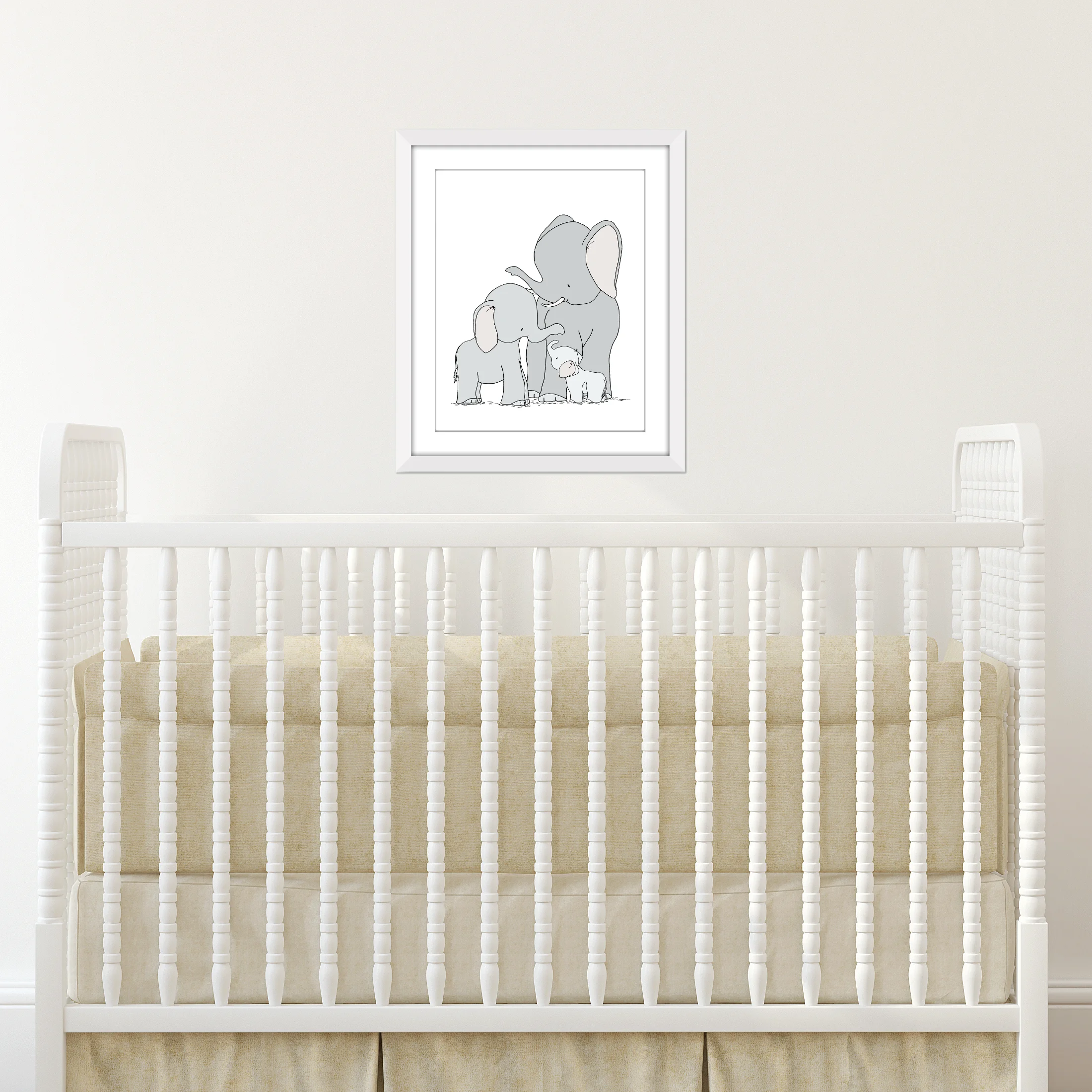 Elephants One Big Happy Family, Elephant Nursery Art
