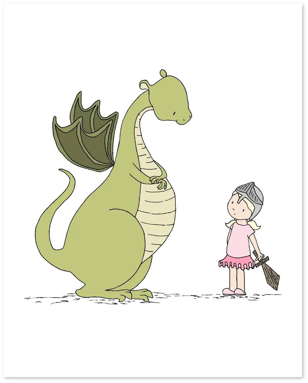 Girl Nursery Art - Girl Meets Dragon - by Sweet Melody Designs