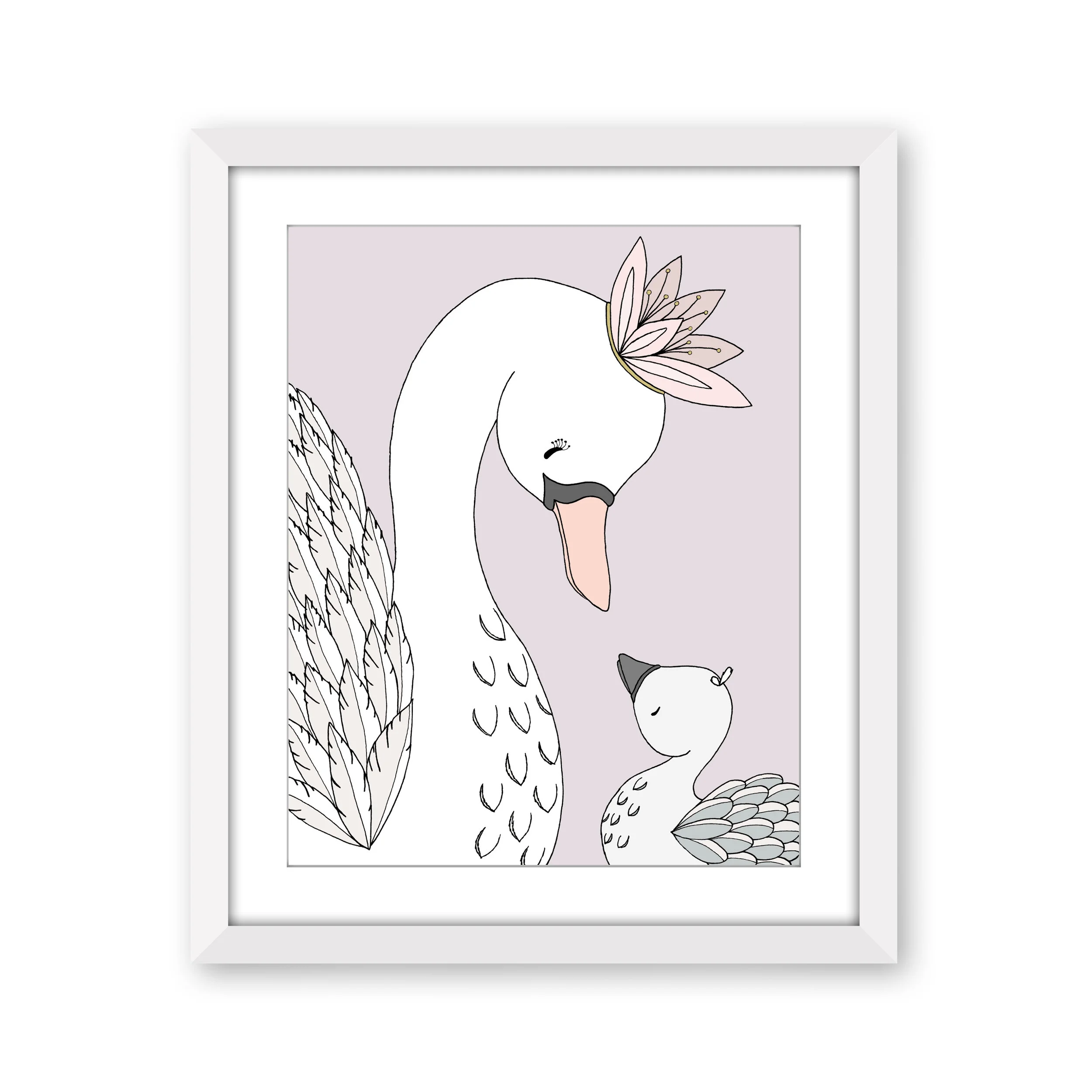 Swan Nursery Art - Swan Mama and Baby - My Darling - by Sweet Melody Designs