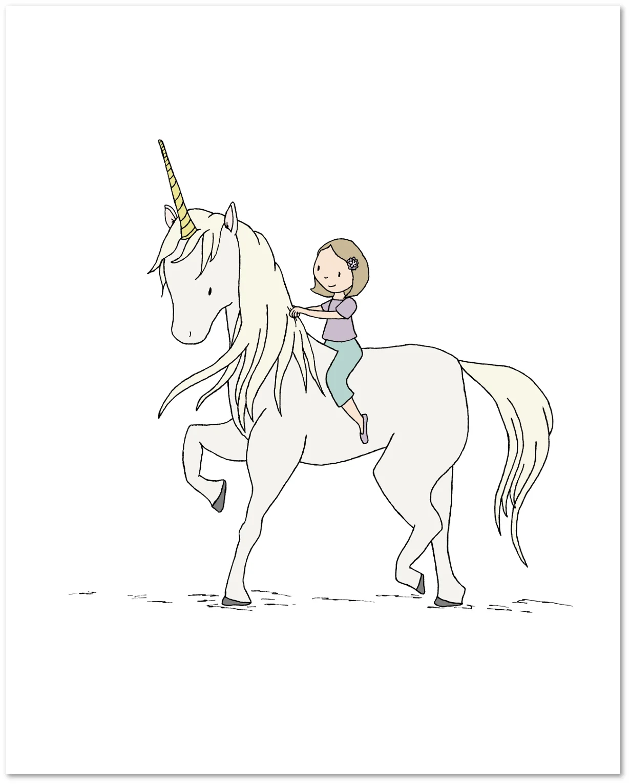 Girl Nursery Art - Girl and Unicorn - She Rode to Lands Far Away - Sweet Melody Designs