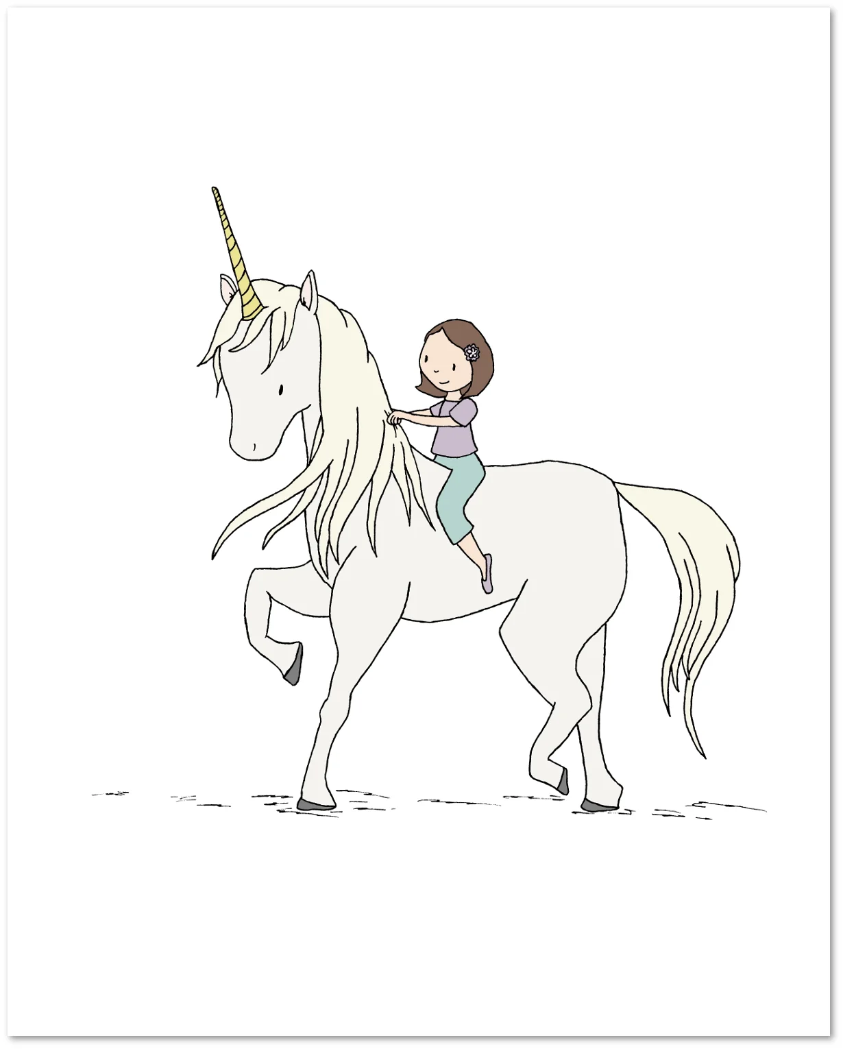 Girl Nursery Art - Girl and Unicorn - She Rode to Lands Far Away - Sweet Melody Designs