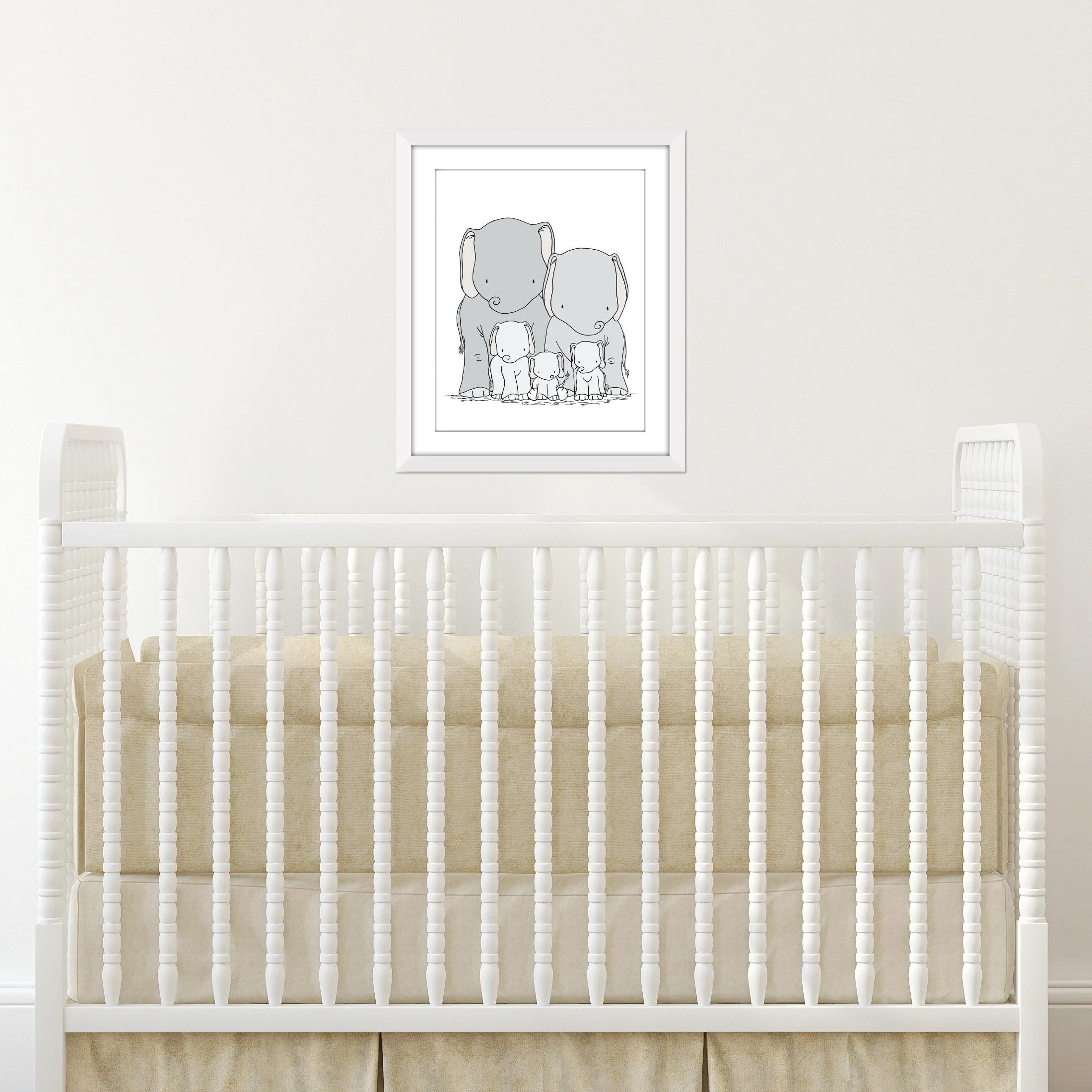 Elephant Nursery Art - Elephant Family of Five - by Sweet Melody Designs