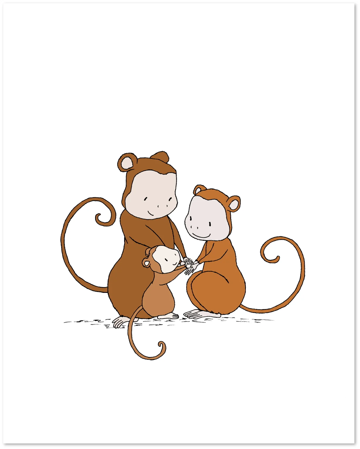 Monkey Nursery Art - Monkeys One Big Happy Family - by Sweet Melody Designs