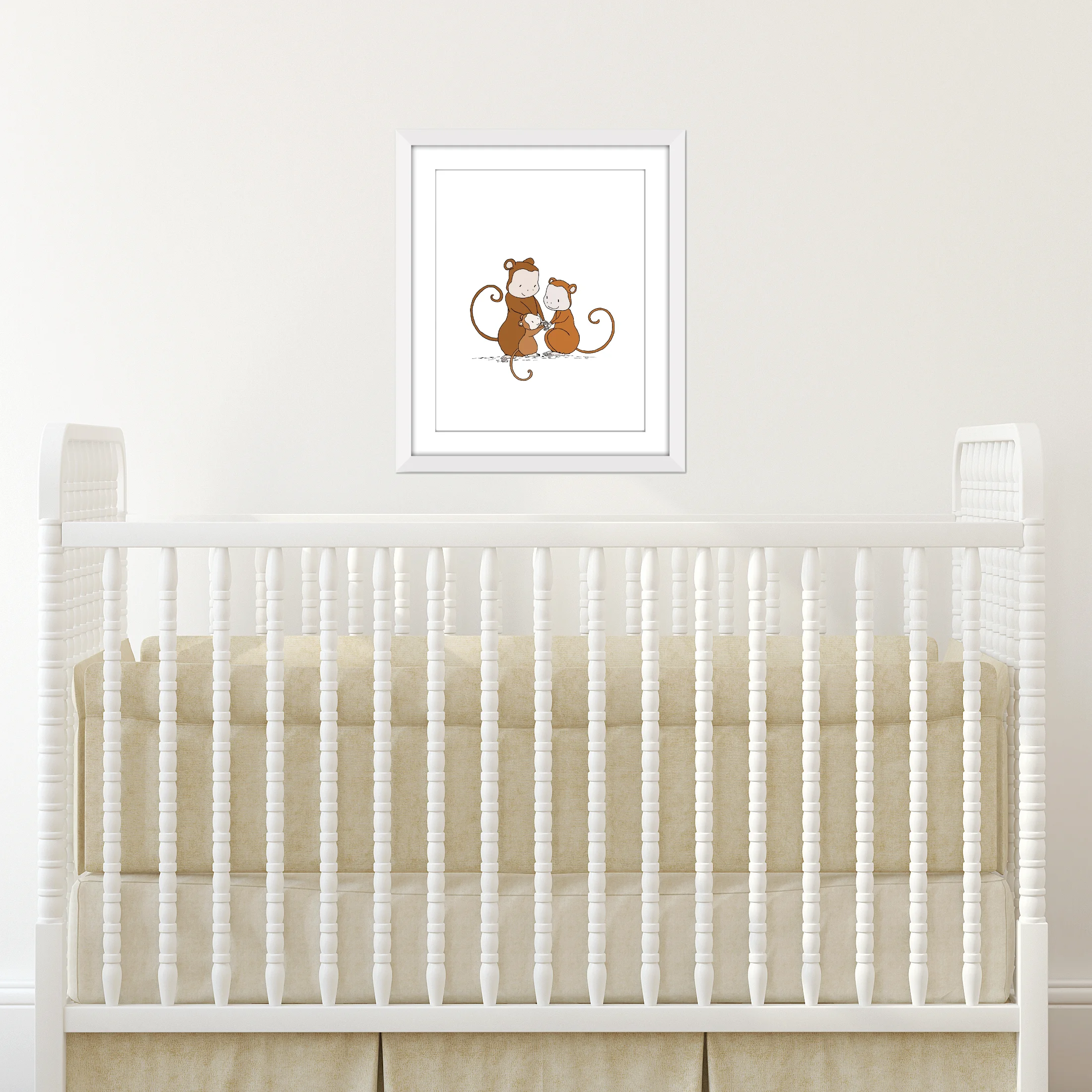 Monkey Nursery Art - Monkeys One Big Happy Family - by Sweet Melody Designs