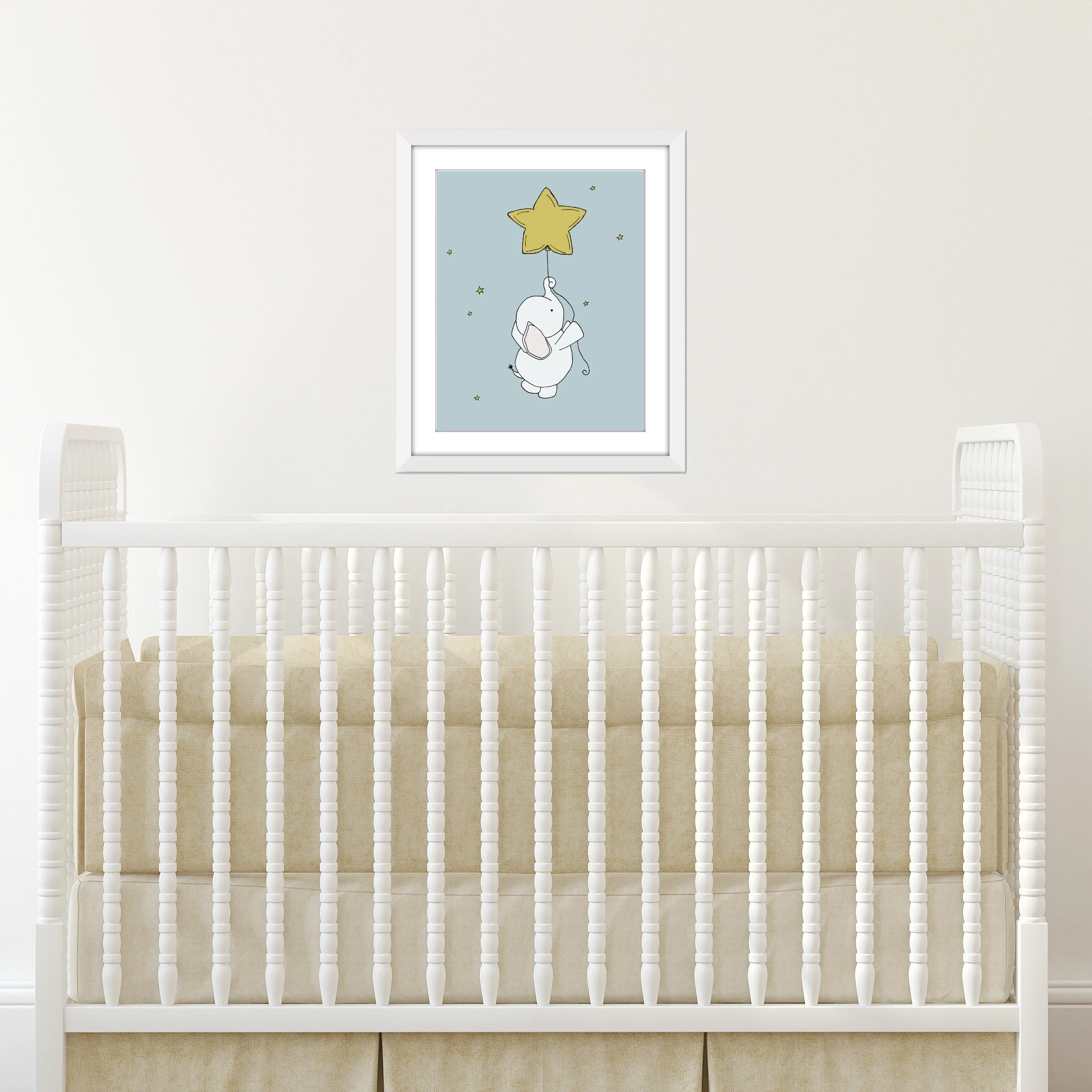 Elephant Nursery Art - Elephant Star Balloon - by Sweet Melody Designs