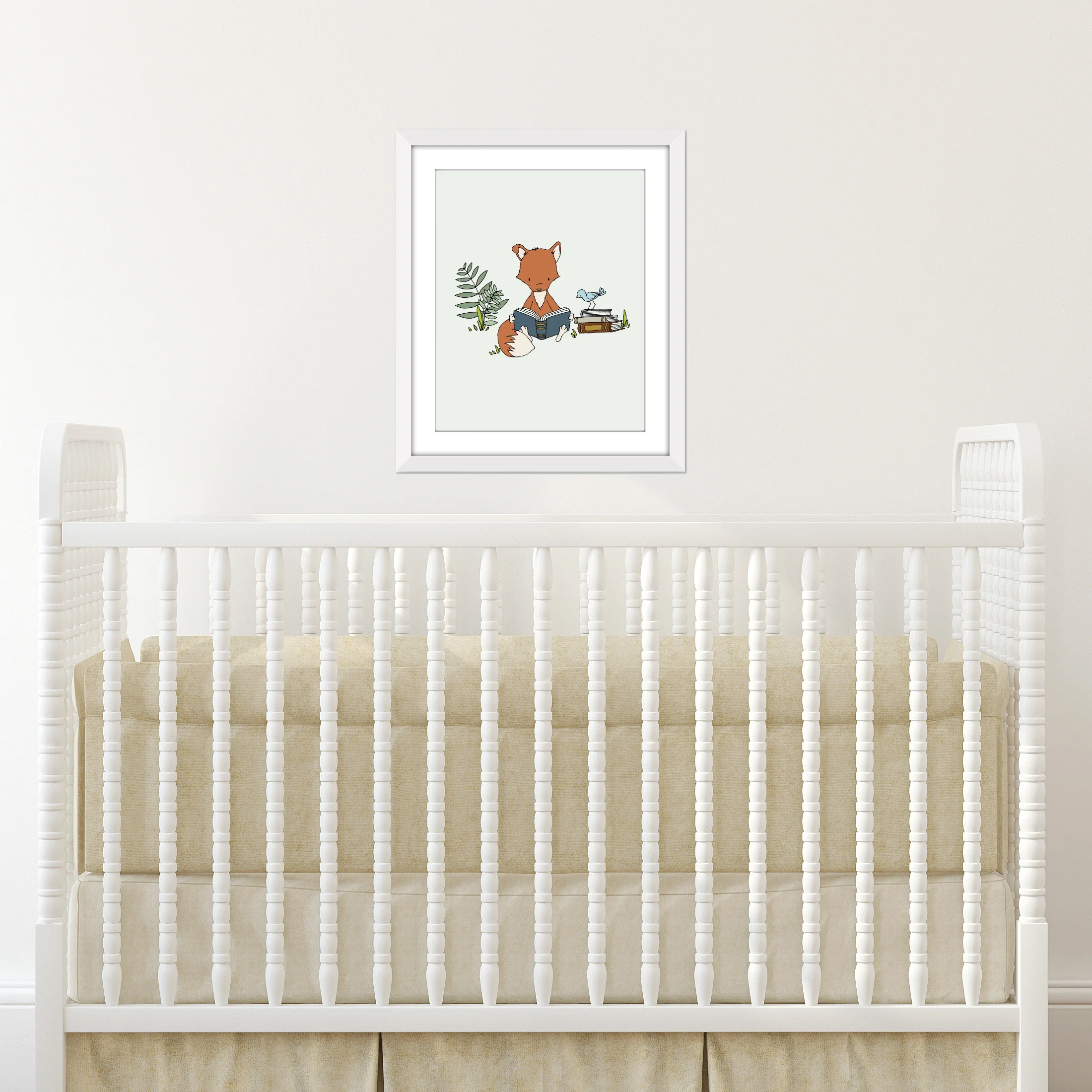 Woodland Nursery Art - Fox Gets Lost In A Book - by Sweet Melody Designs