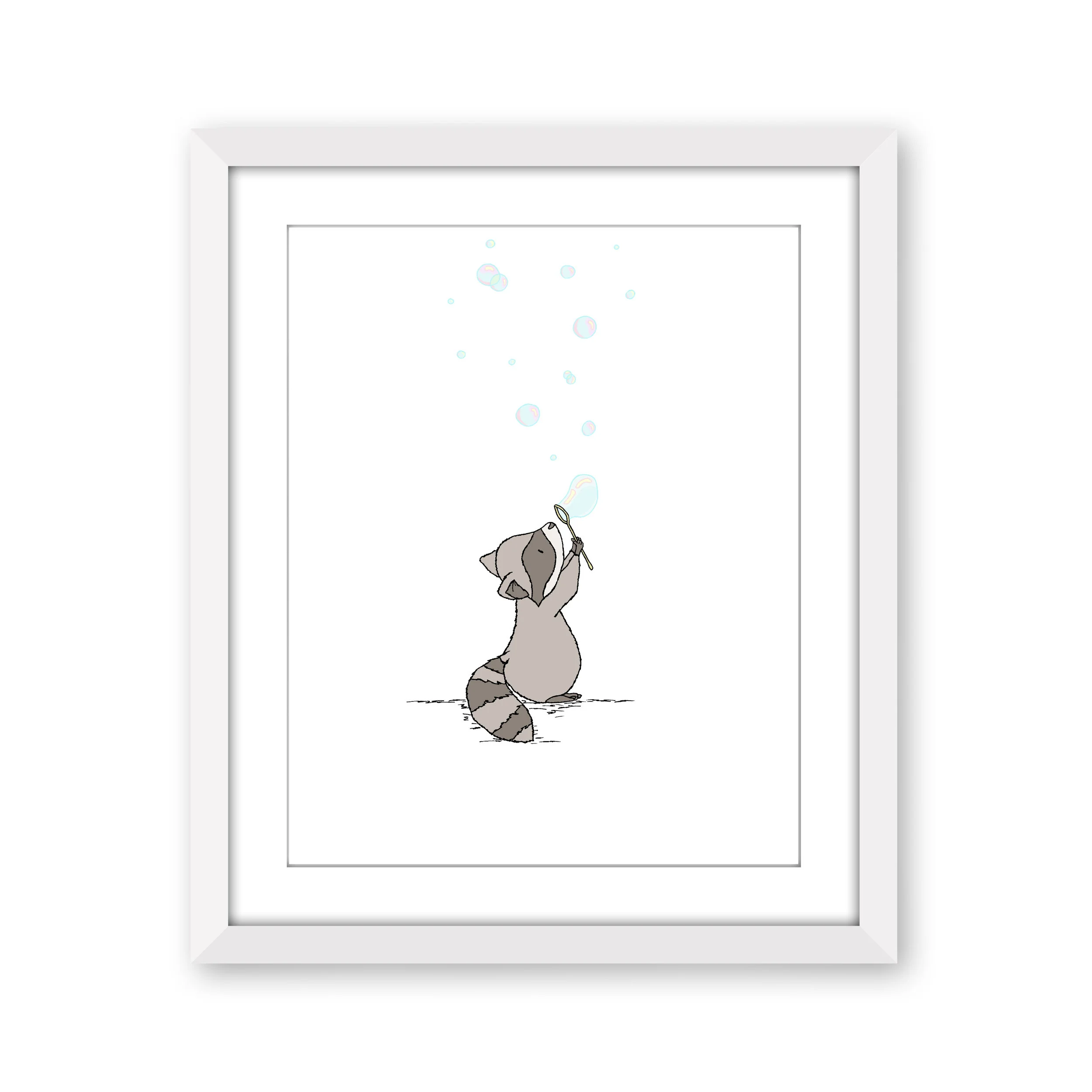 Woodland Nursery Art - Raccoon Bubbles - by Sweet Melody Designs