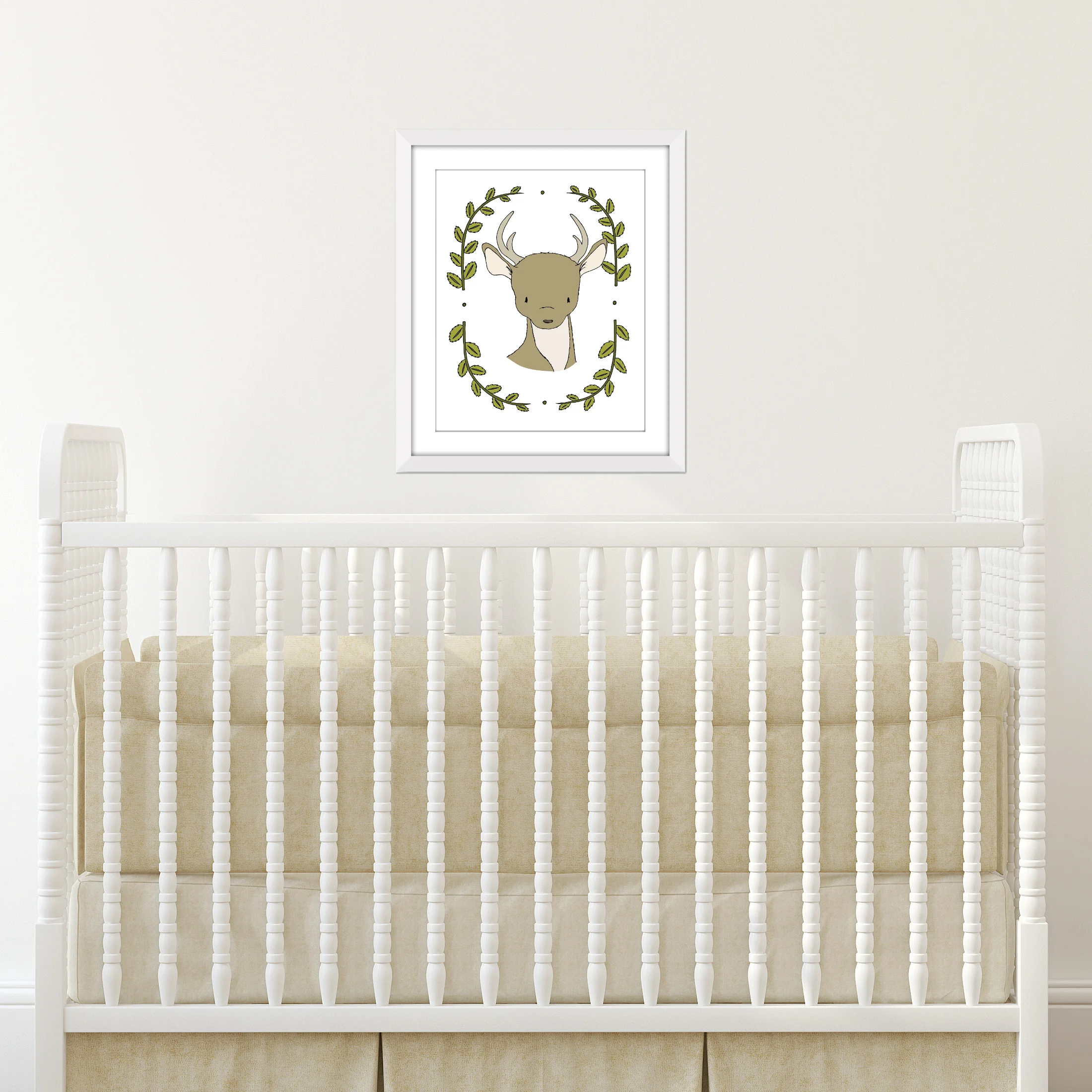 Woodland Nursery Art - Portrait of a Deer - Deer Nursery Art - by Sweet Melody Designs